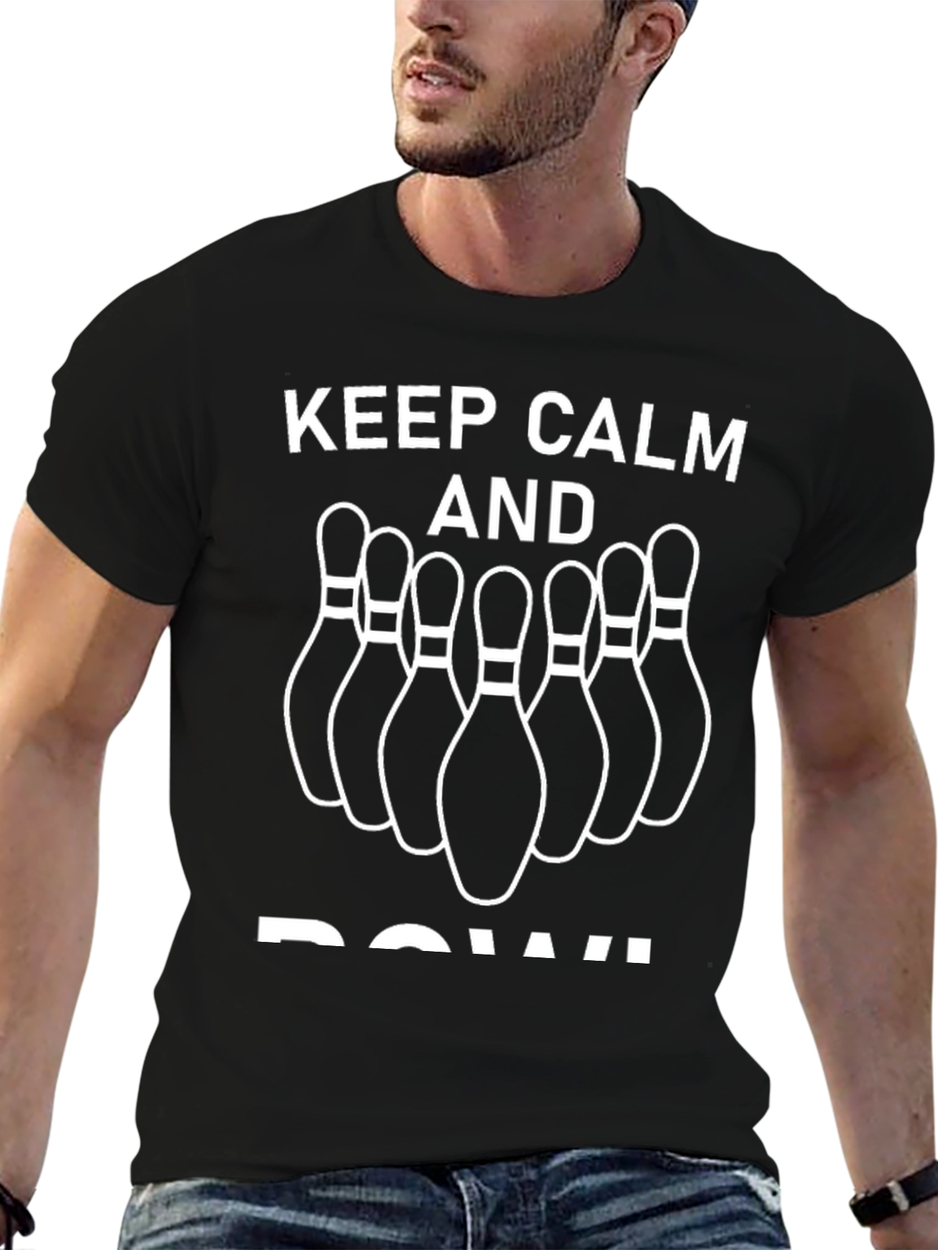 Keep Calm and Bowl T-Shirt - Bowling Pin Design