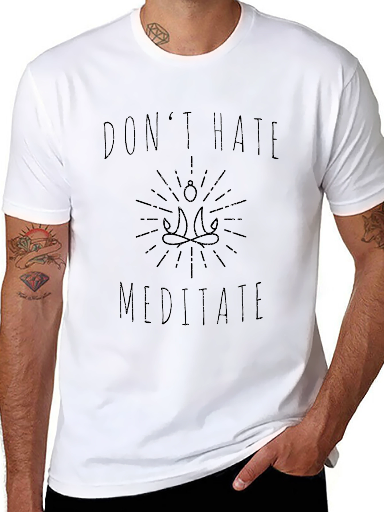 Dont Hate Meditate Graphic Tee - Mens Black T-Shirt