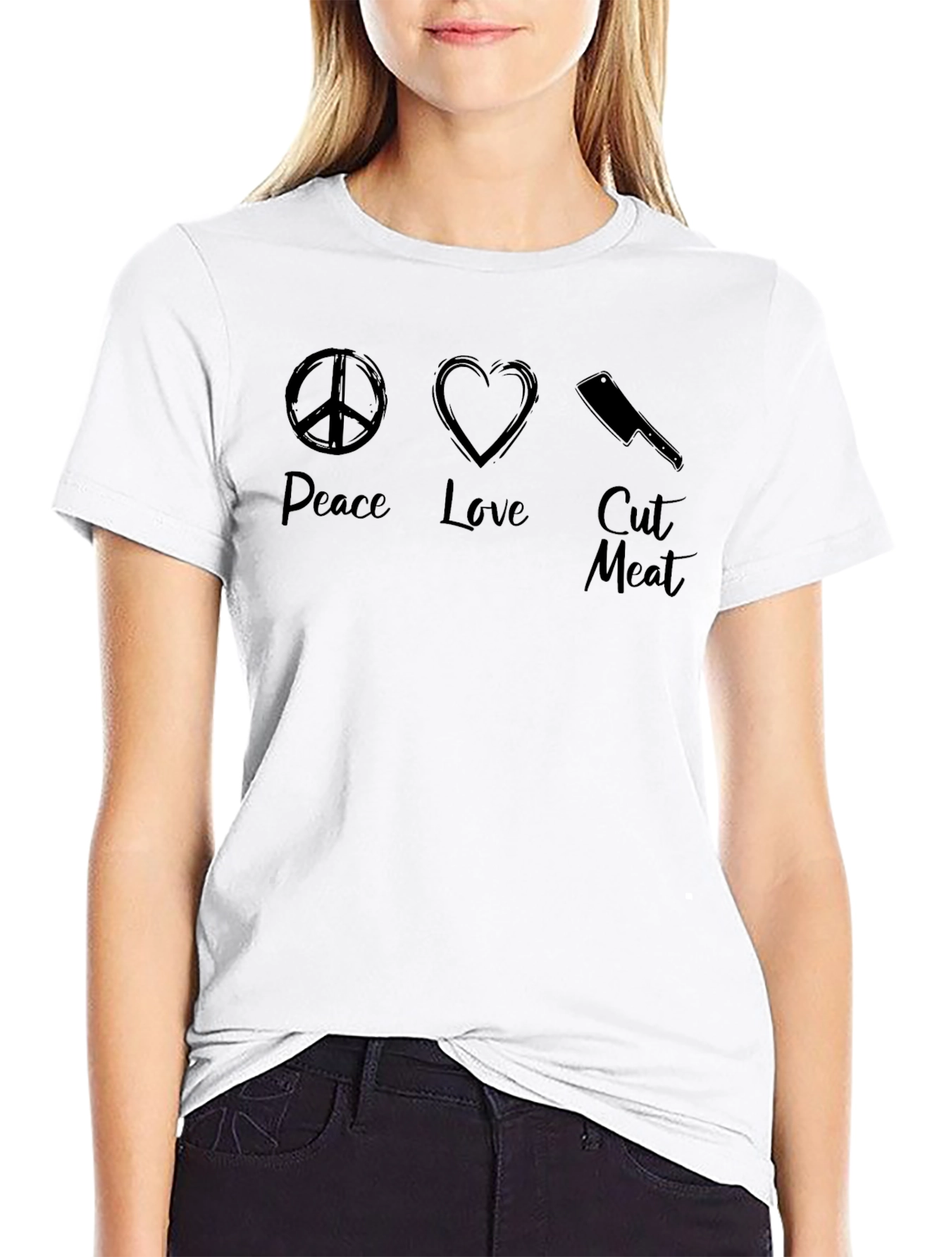 Peace Love Cut Meat Graphic T-Shirt