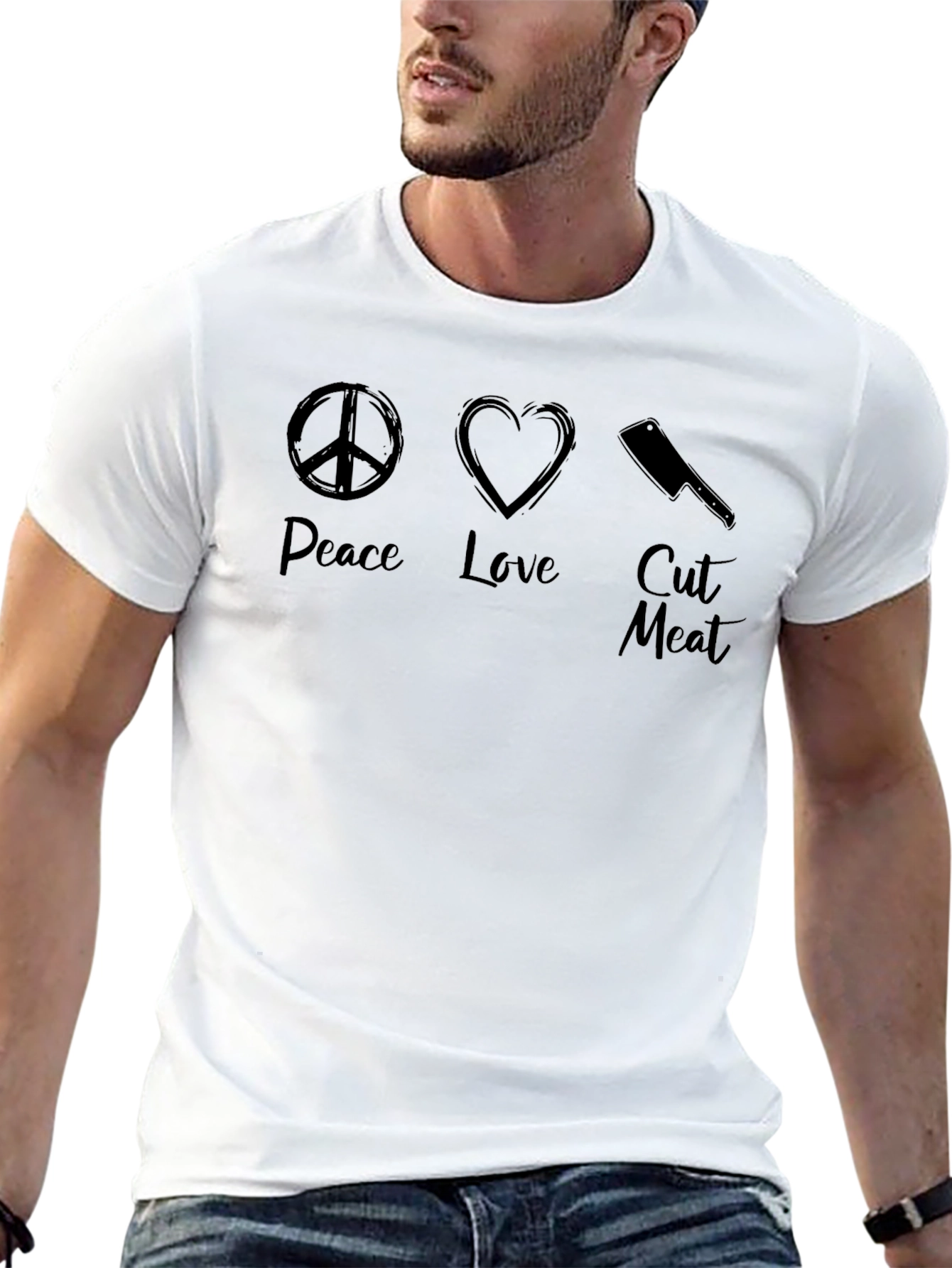 Peace Love Cut Meat Graphic T-Shirt