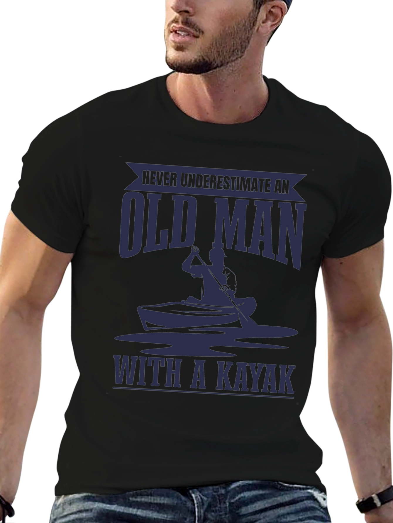 Old Man Kayak T-Shirt - Funny Graphic Tee