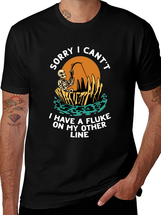 Funny Fishing Skeleton T-Shirt - Sorry I Cant