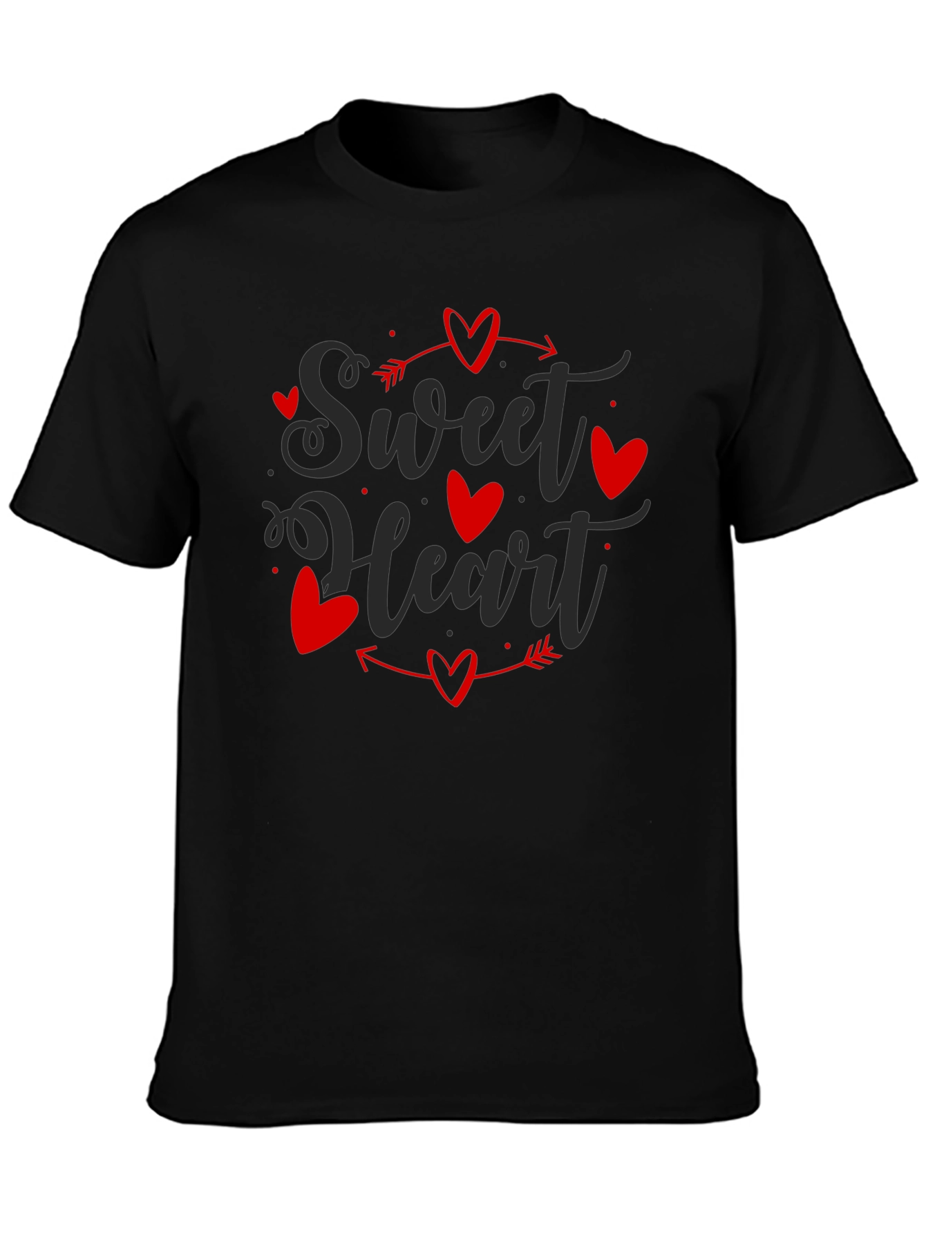 Sweet Heart Valentines Day Black T-shirt