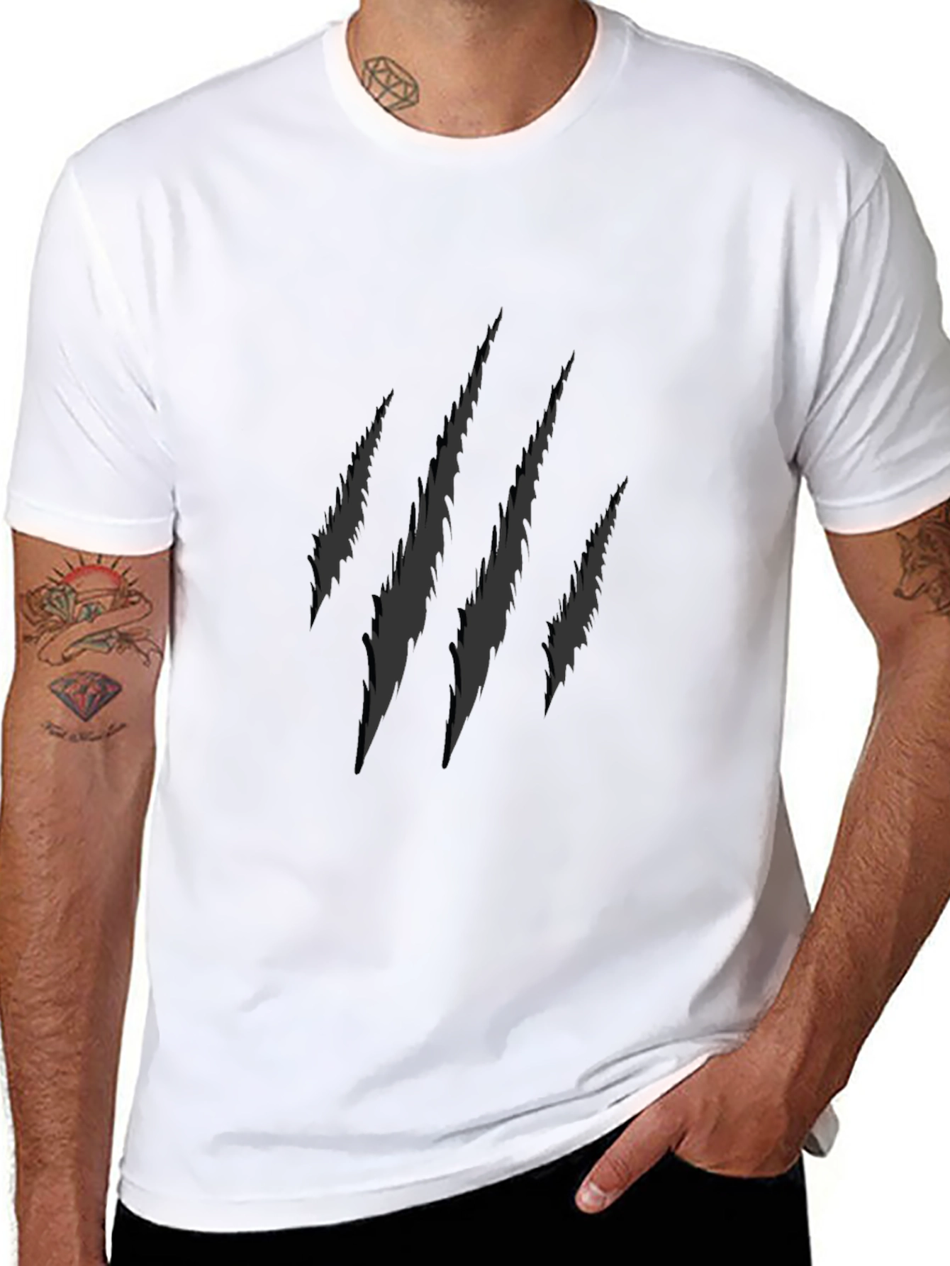 Mens Claw Mark Graphic Print Black T-Shirt