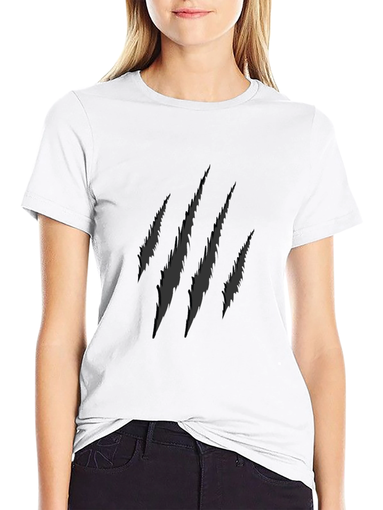 Mens Claw Mark Graphic Print Black T-Shirt