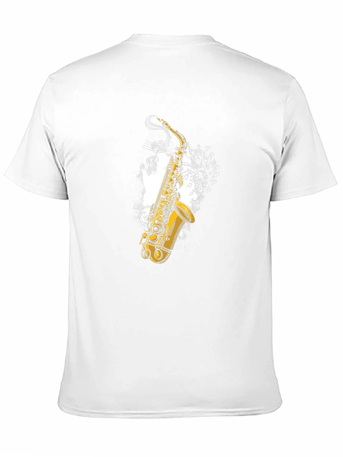 Saxophone Music Notes Graphic Tee - Black Cotton T-Shirt