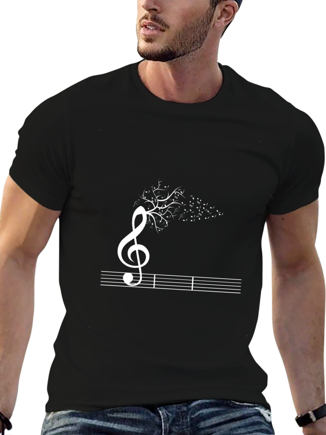 Musical Tree T-Shirt - Mens Black Tee