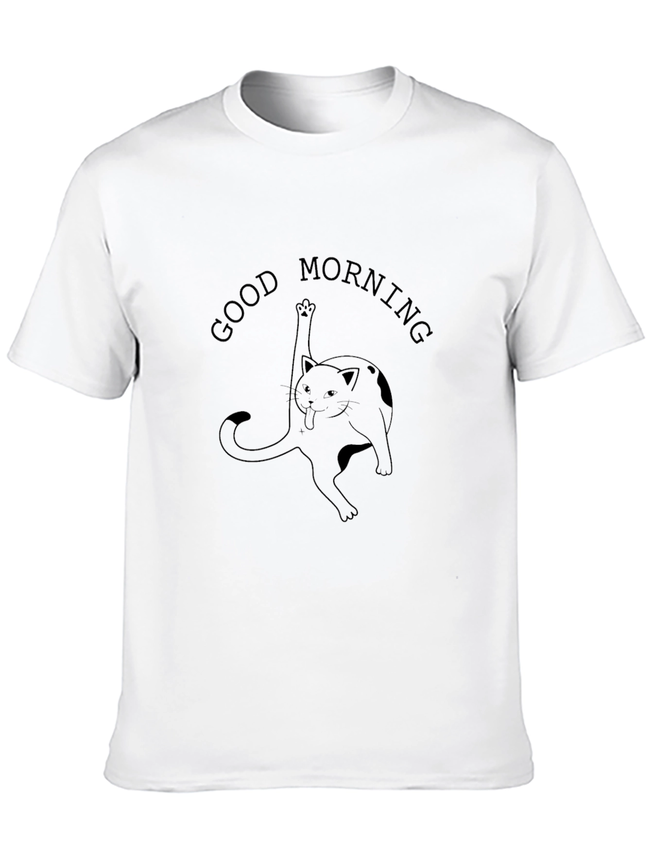 Good Morning Cat Graphic Tee - Black