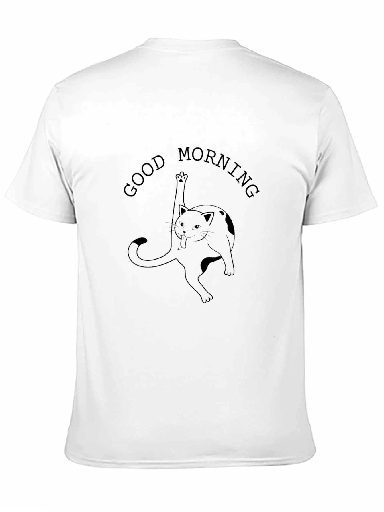 Good Morning Cat Graphic Tee - Black