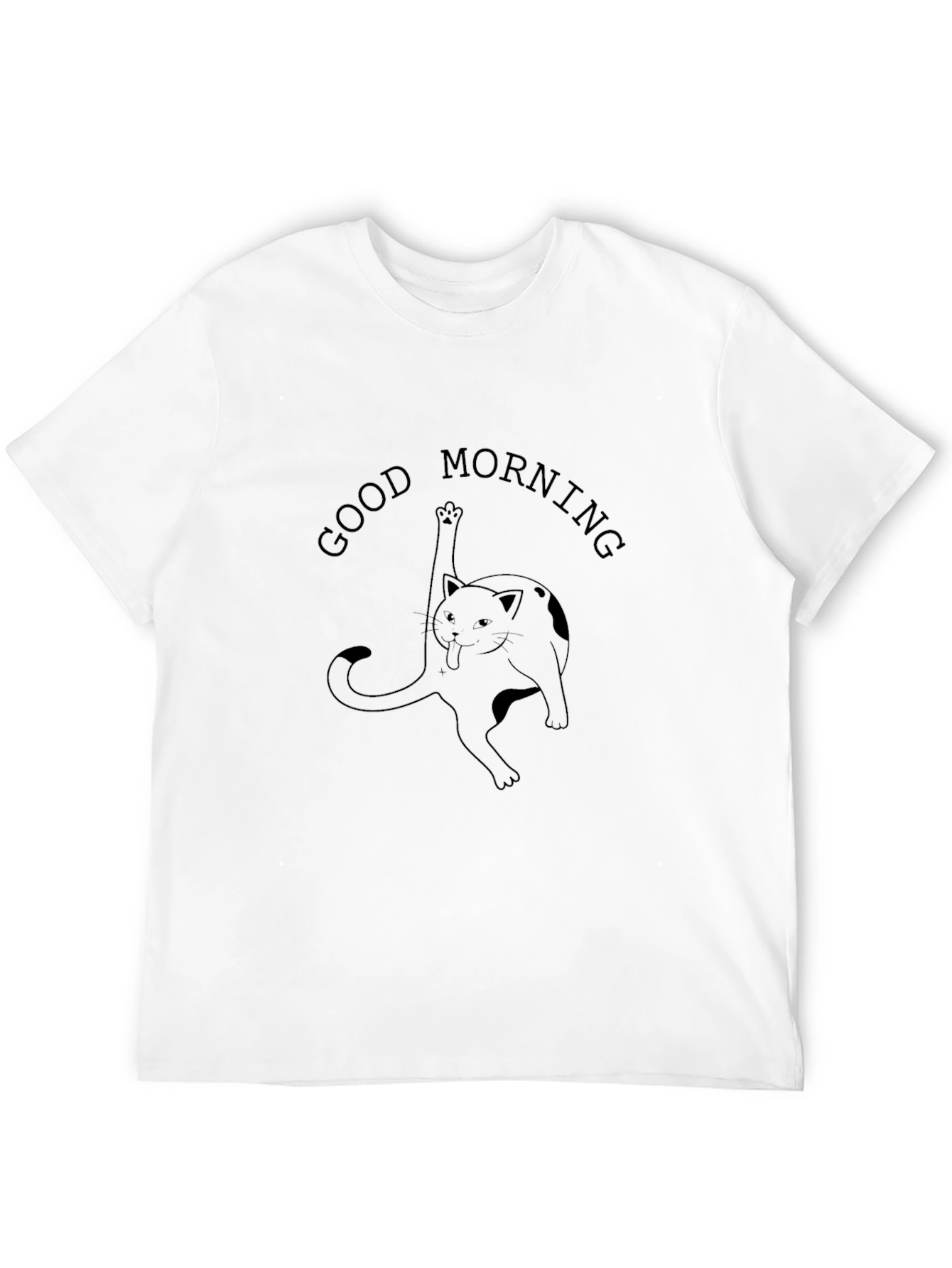 Good Morning Cat Graphic Tee - Black