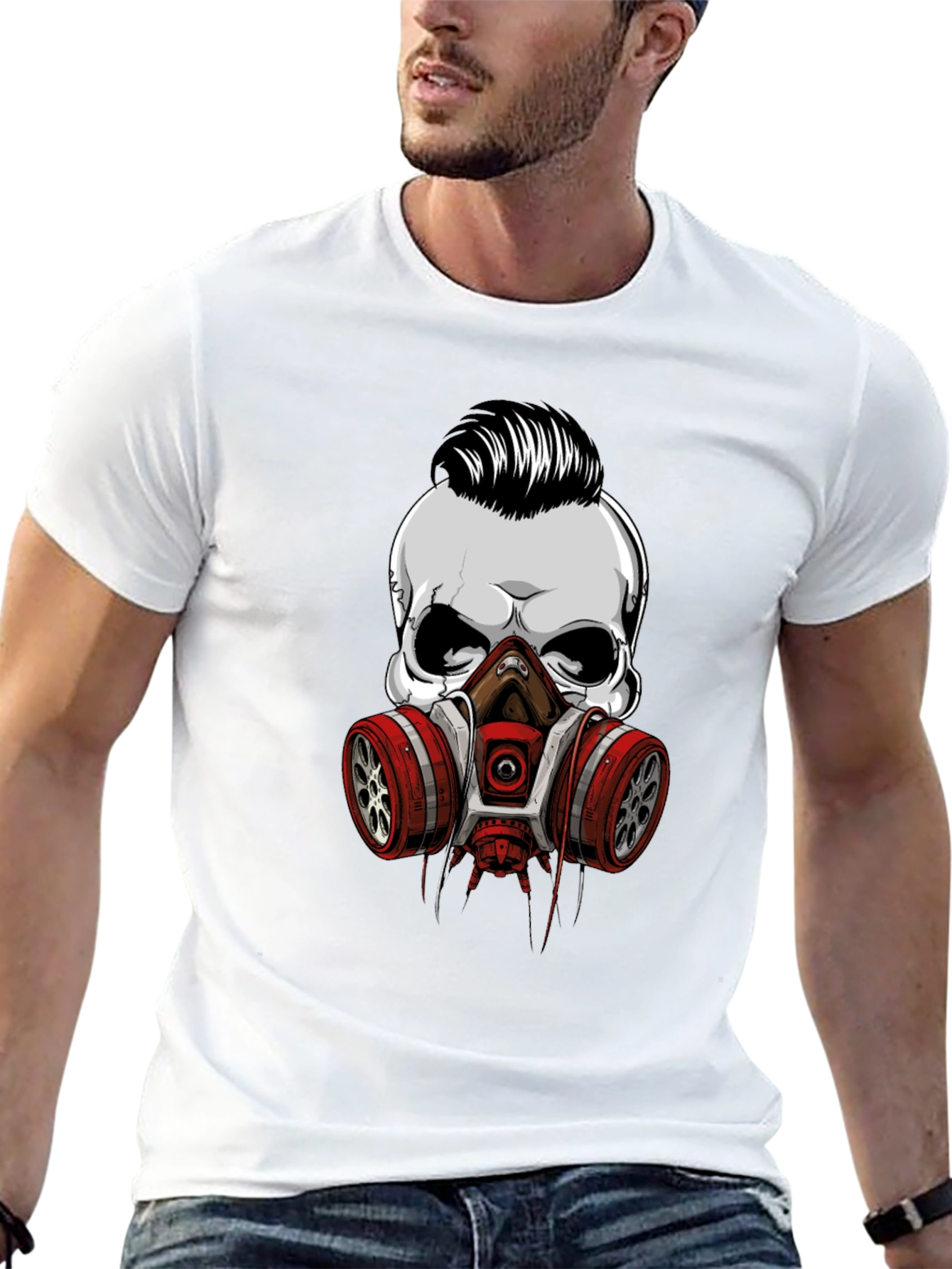 Skull Gas Mask Graphic T-Shirt - Edgy Style