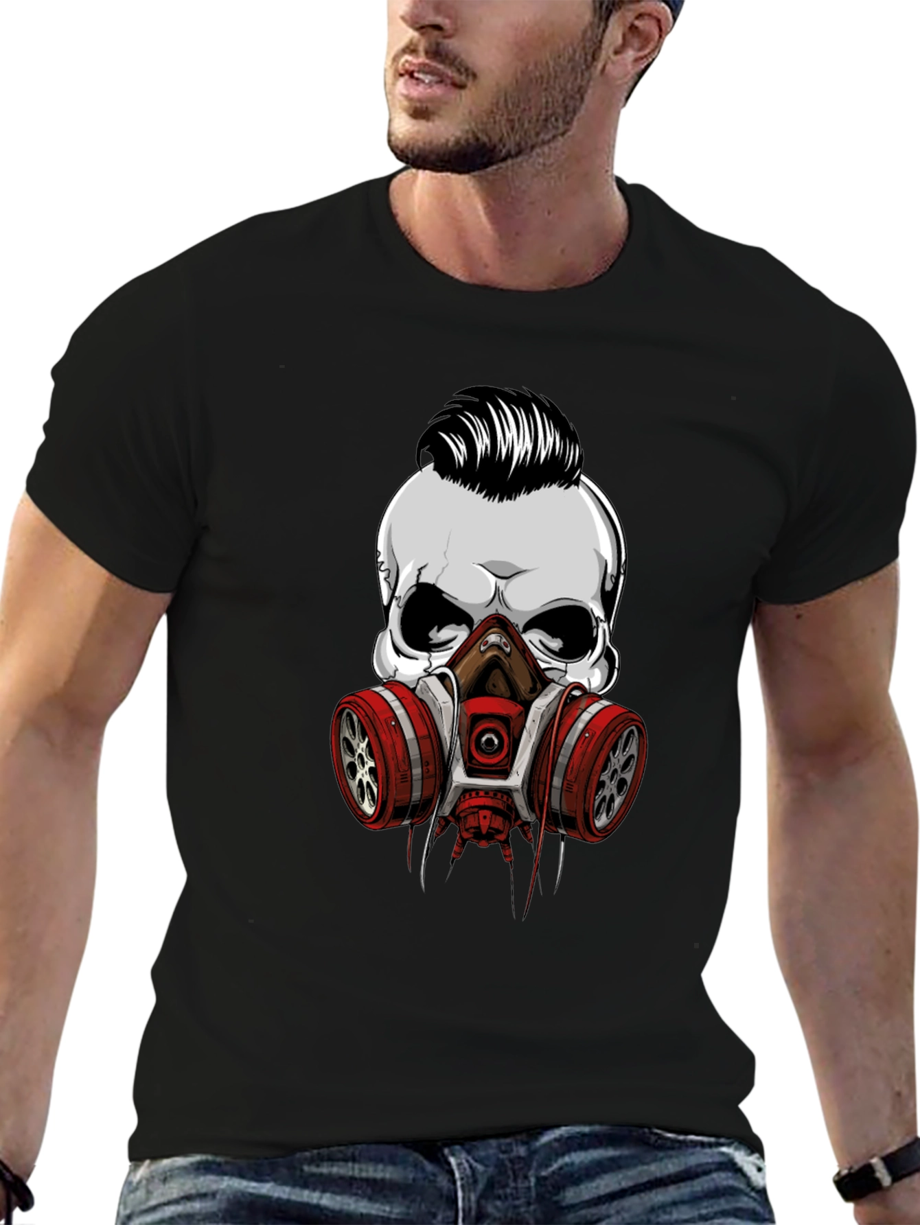 Skull Gas Mask Graphic T-Shirt - Edgy Style