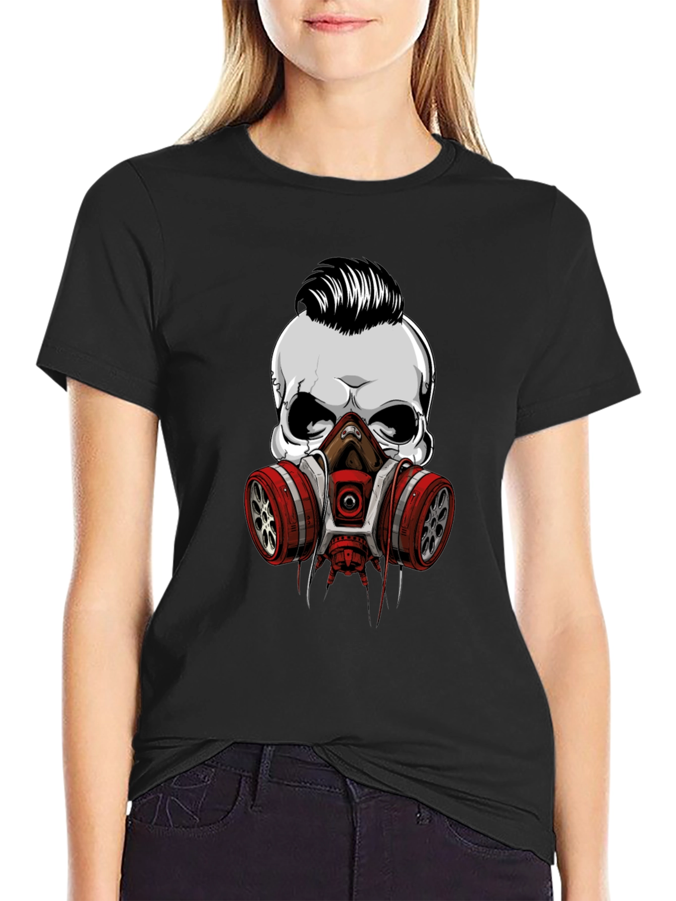 Skull Gas Mask Graphic T-Shirt - Edgy Style