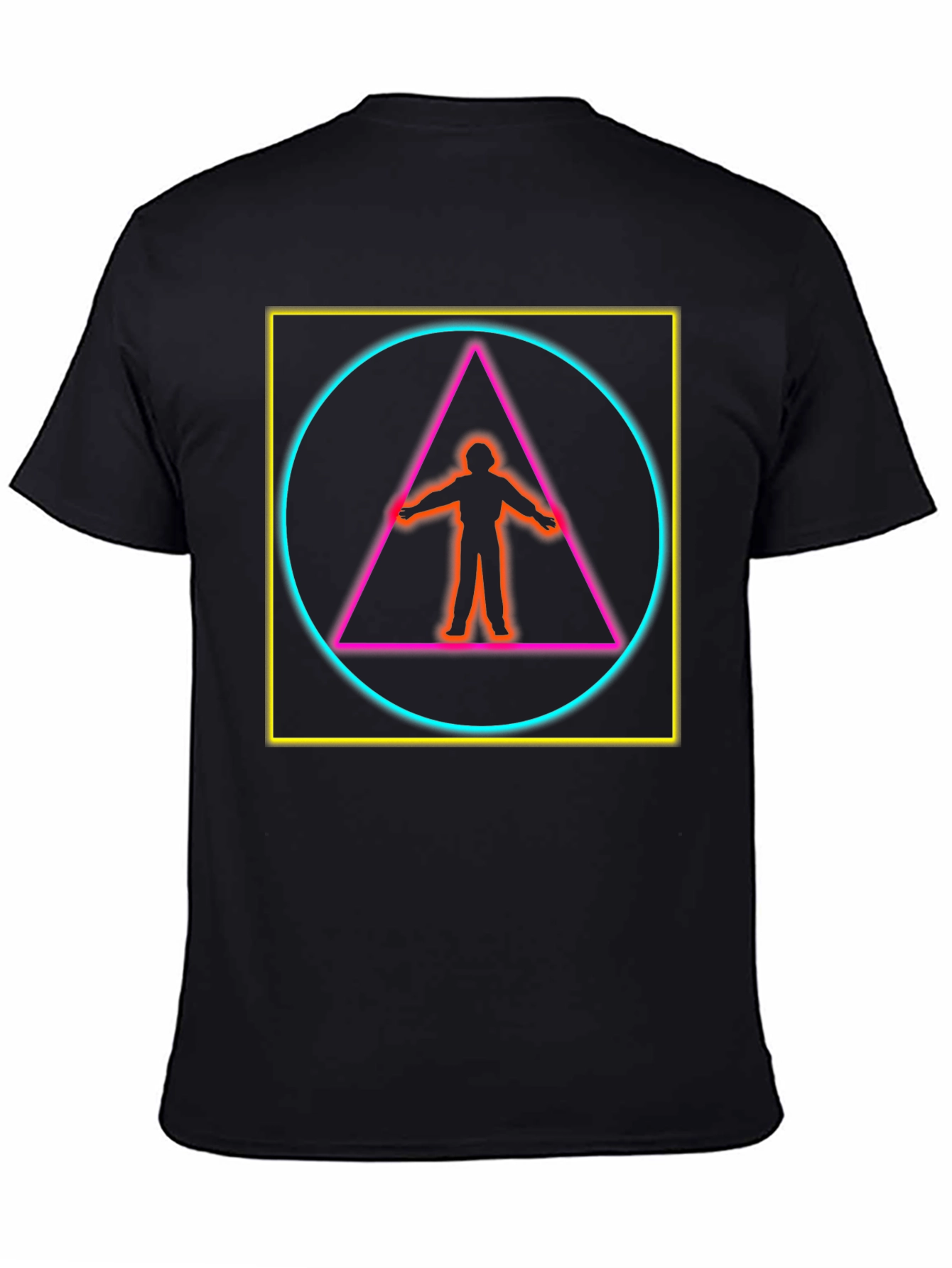 Geometric Neon Graphic Tee - Edgy Style