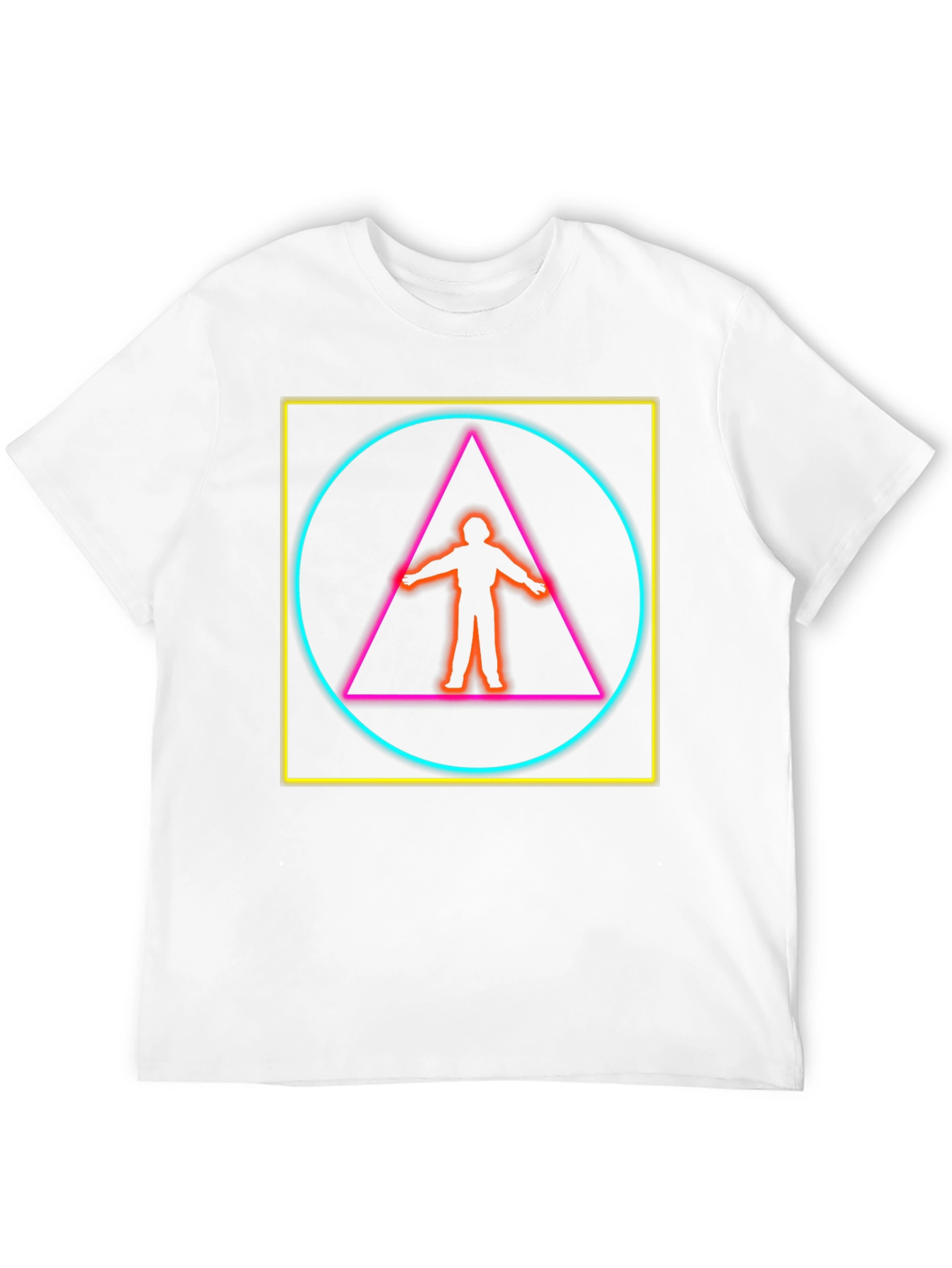 Geometric Neon Graphic Tee - Edgy Style