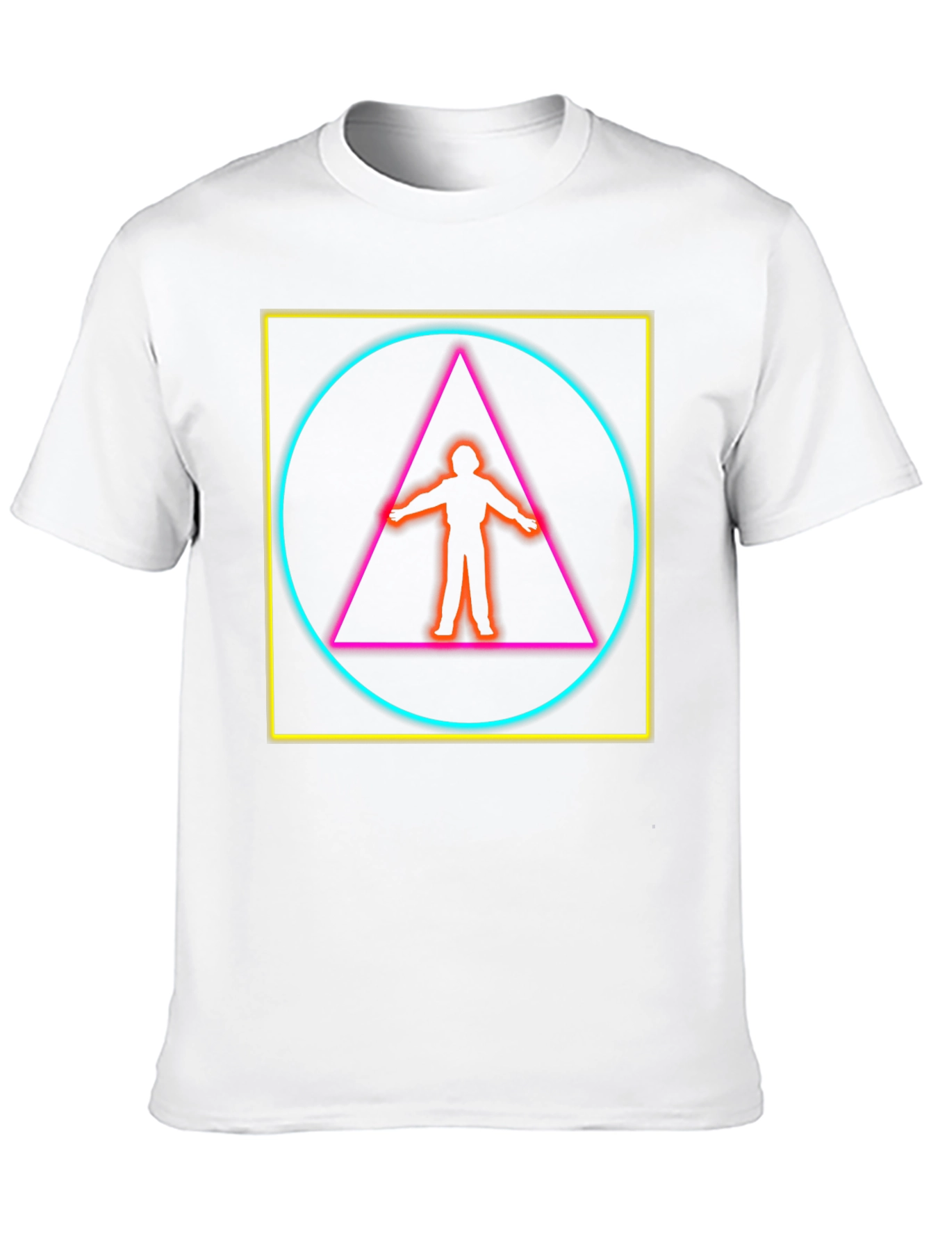 Geometric Neon Graphic Tee - Edgy Style