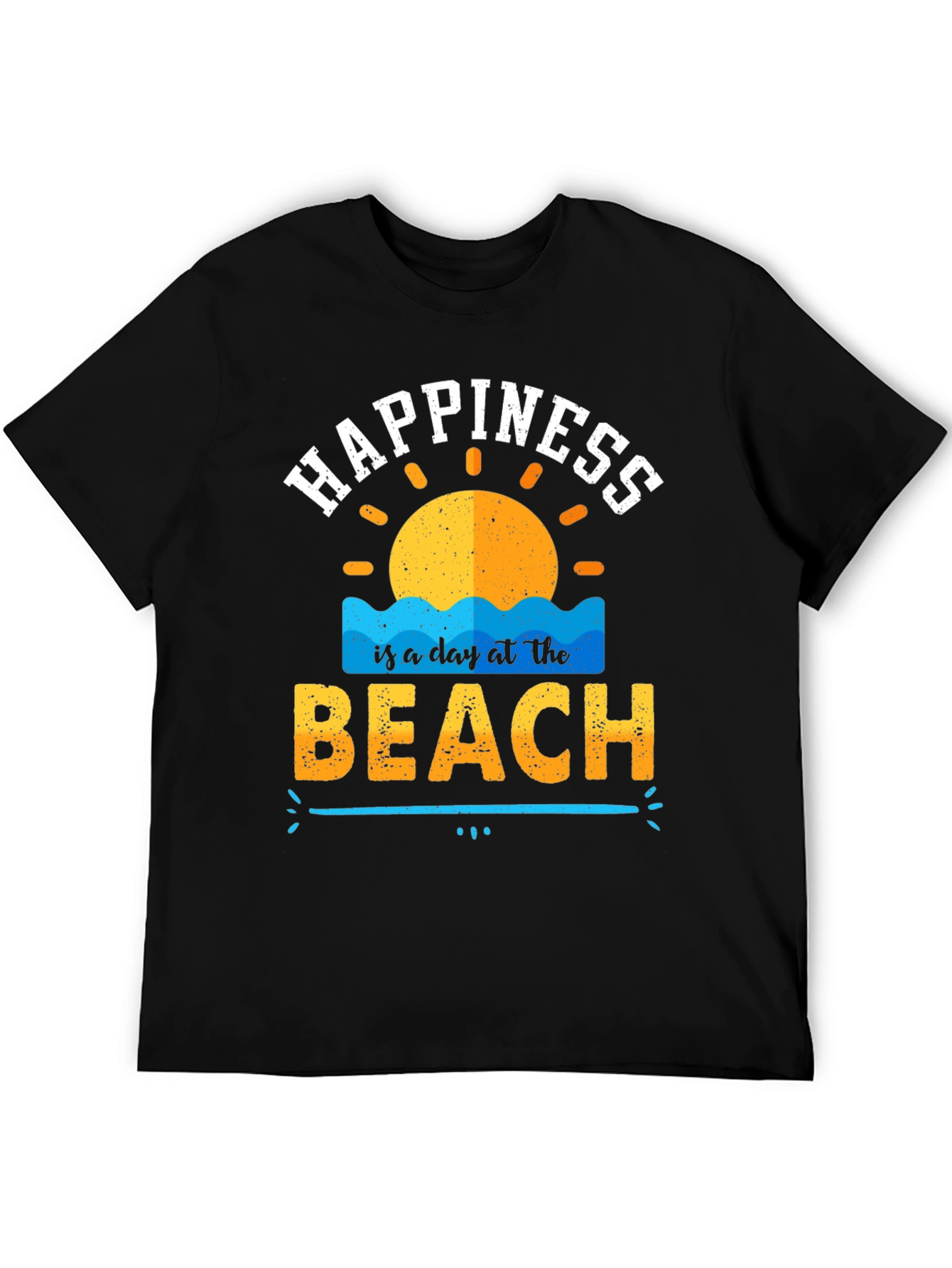 Happiness is a Day at the Beach Black T-Shirt