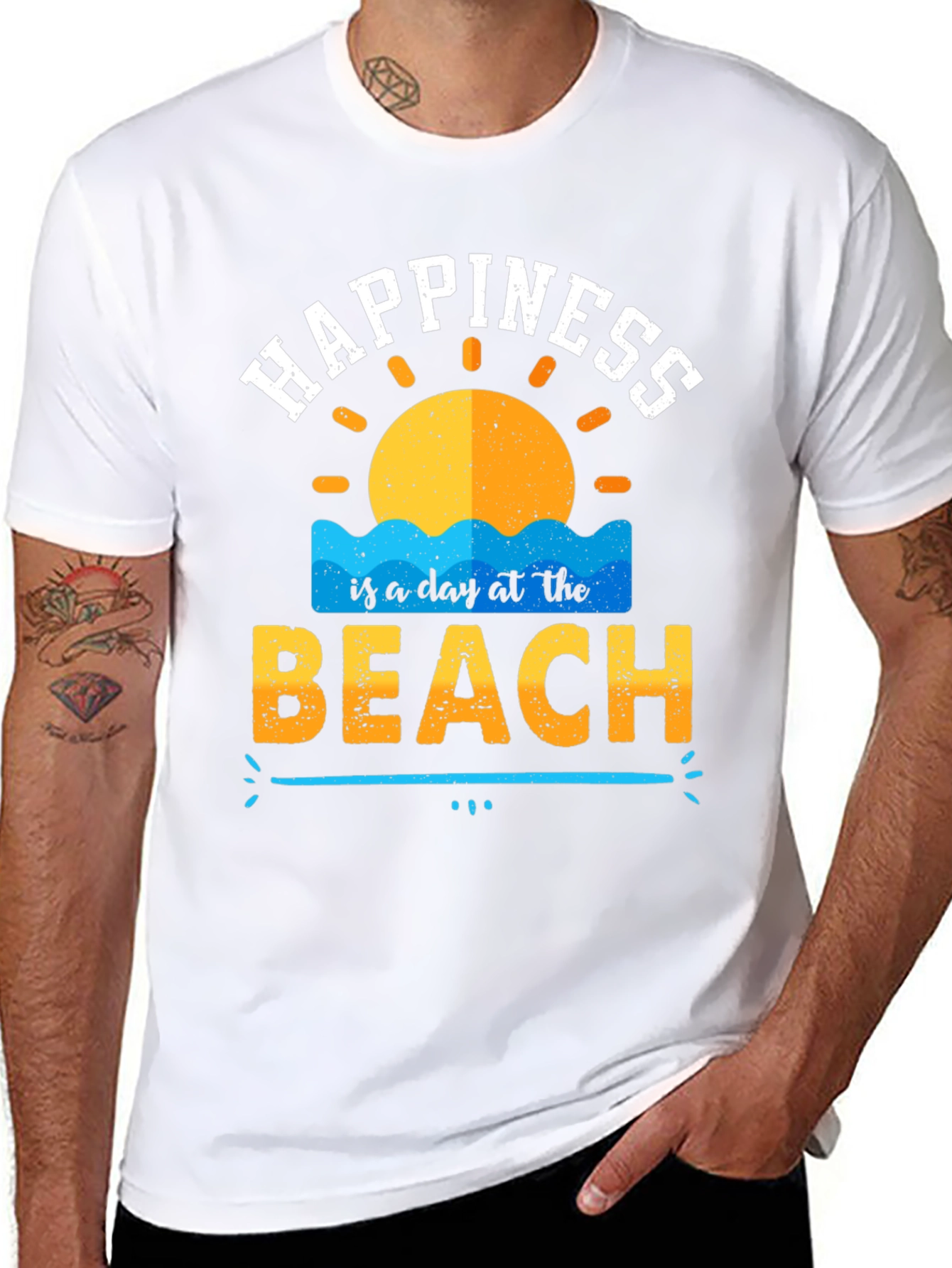 Happiness is a Day at the Beach Black T-Shirt