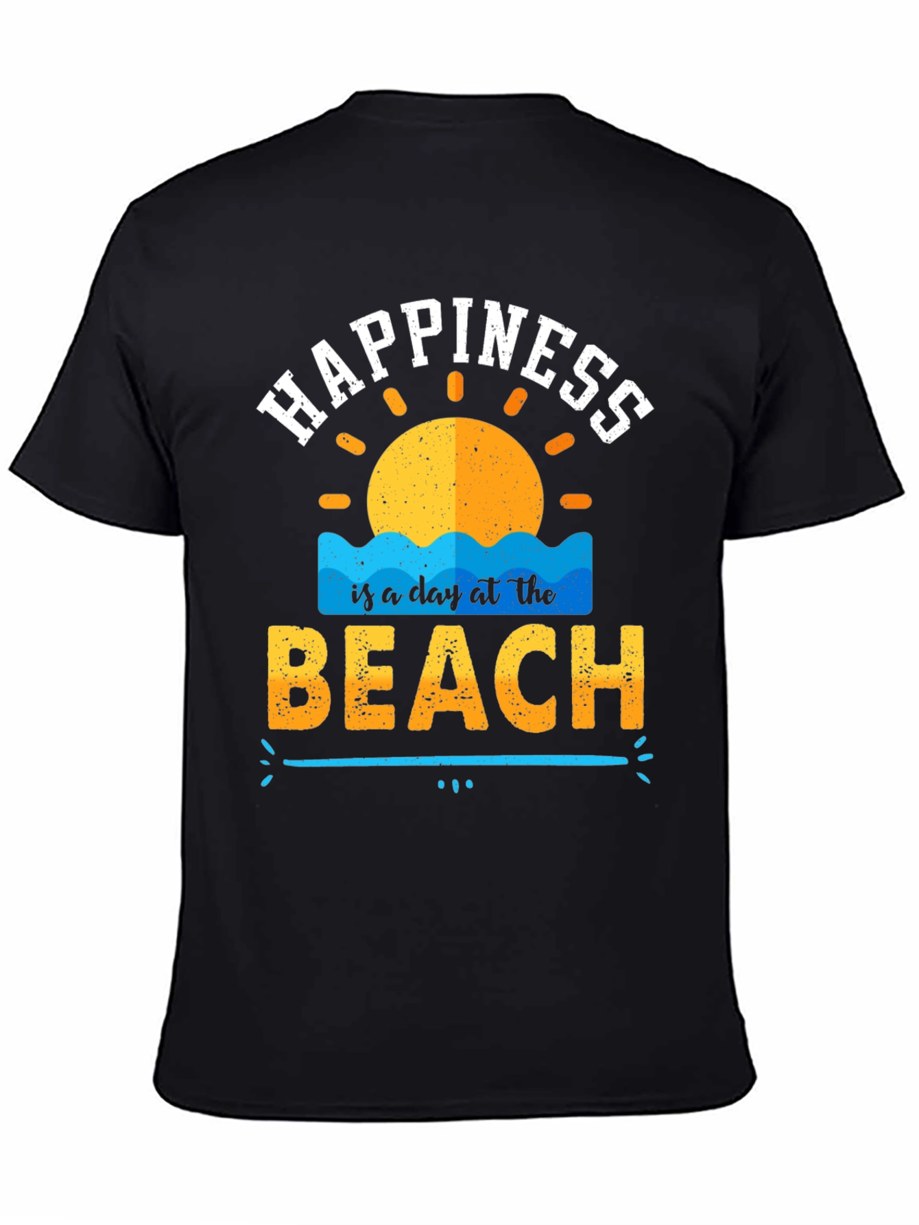 Happiness is a Day at the Beach Black T-Shirt