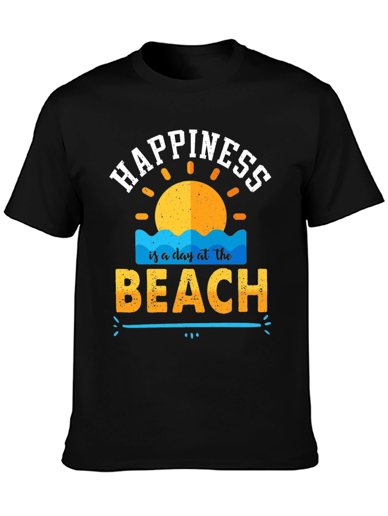 Happiness is a Day at the Beach Black T-Shirt