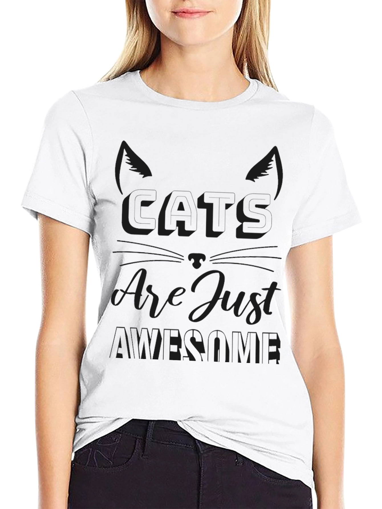 Cats Are Awesome Black T-Shirt