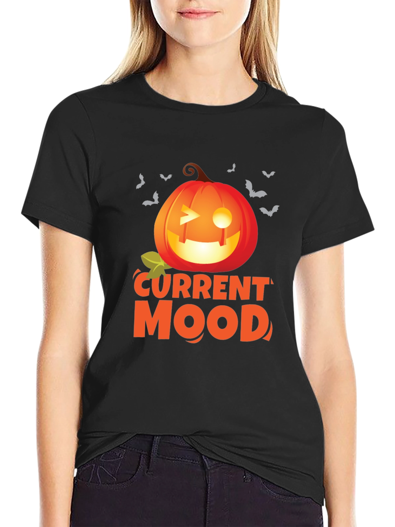 Current Mood Pumpkin Halloween Graphic T-Shirt