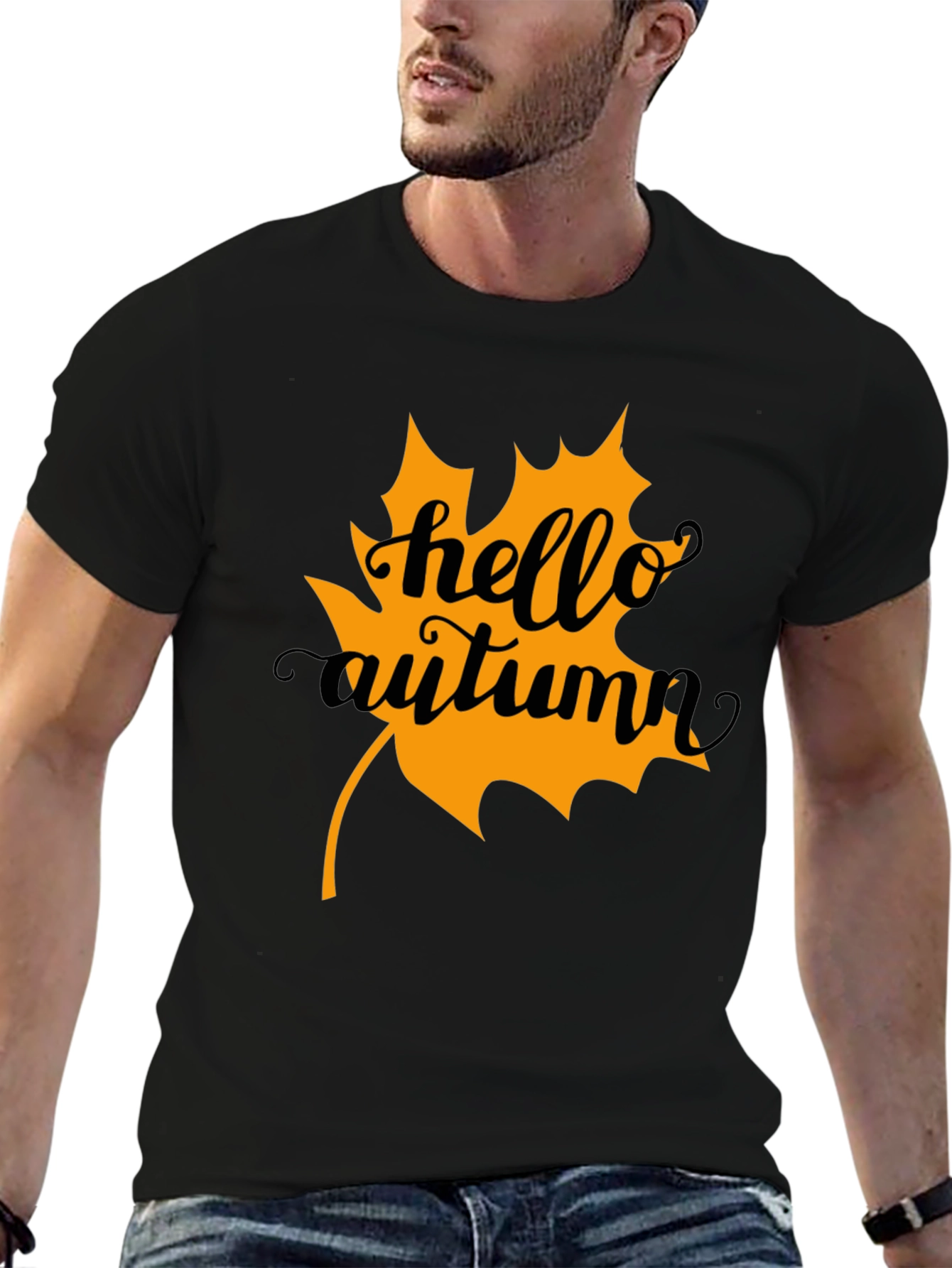 Hello Autumn Black Graphic Tee