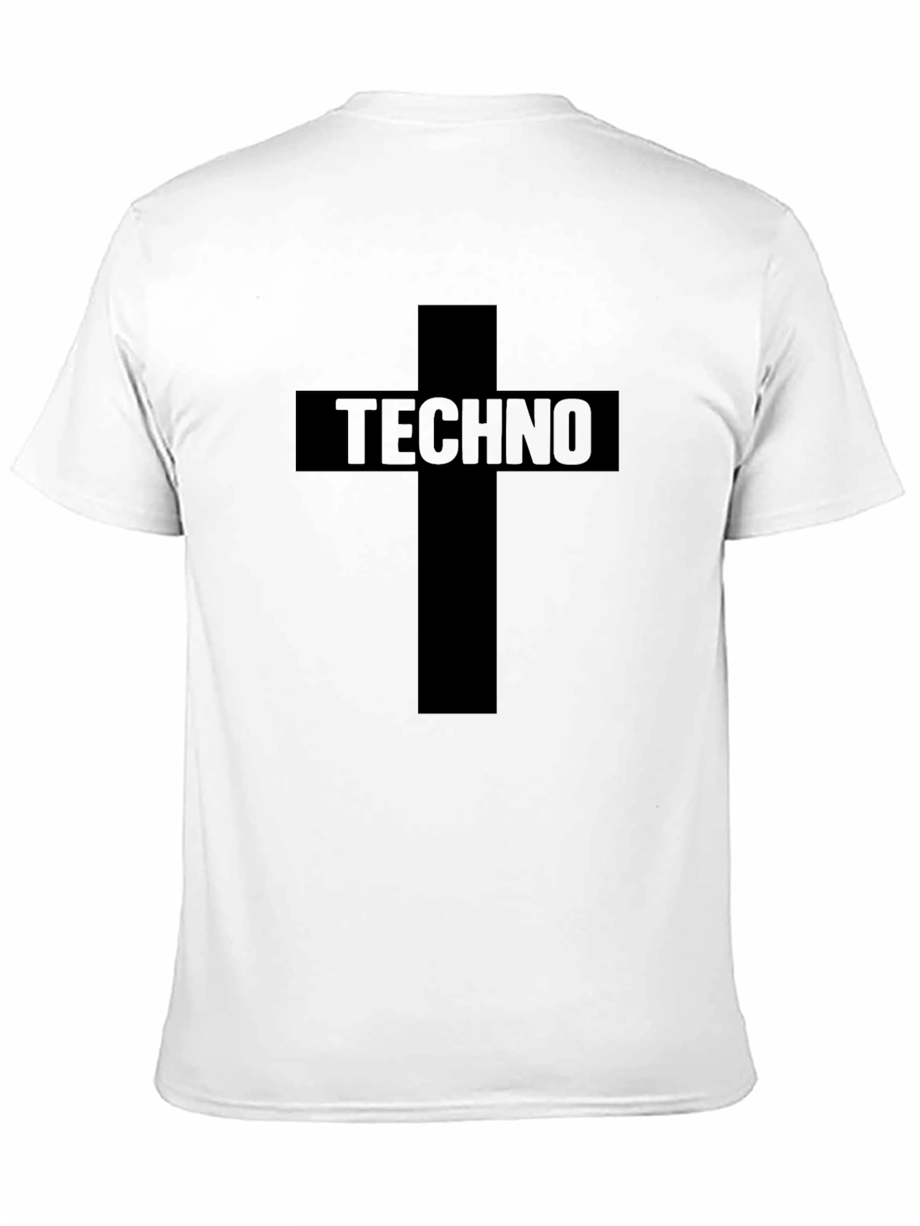 Techno Music Graphic T-Shirt - Cross Design - Black