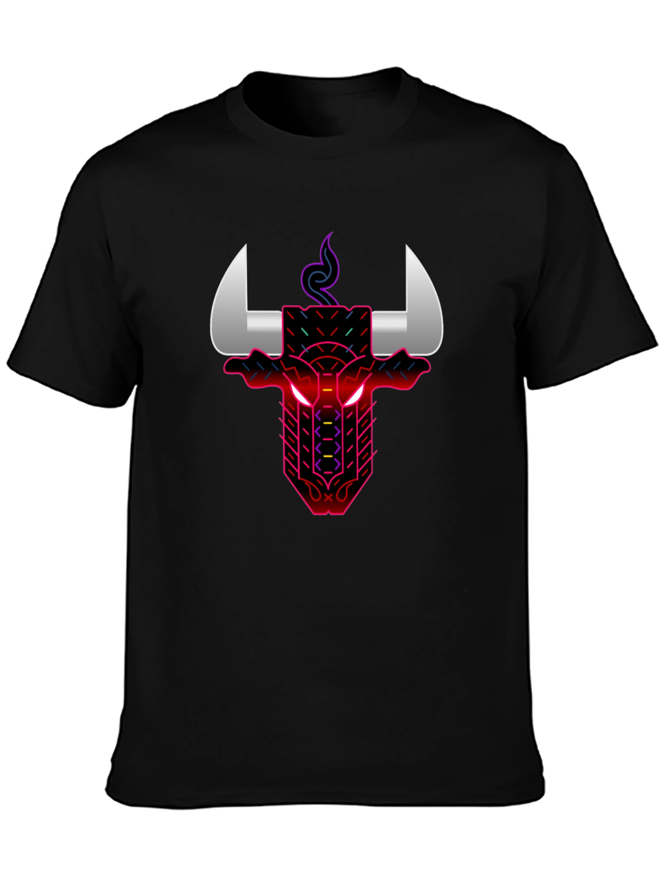 Neon Bull Graphic Black T-Shirt