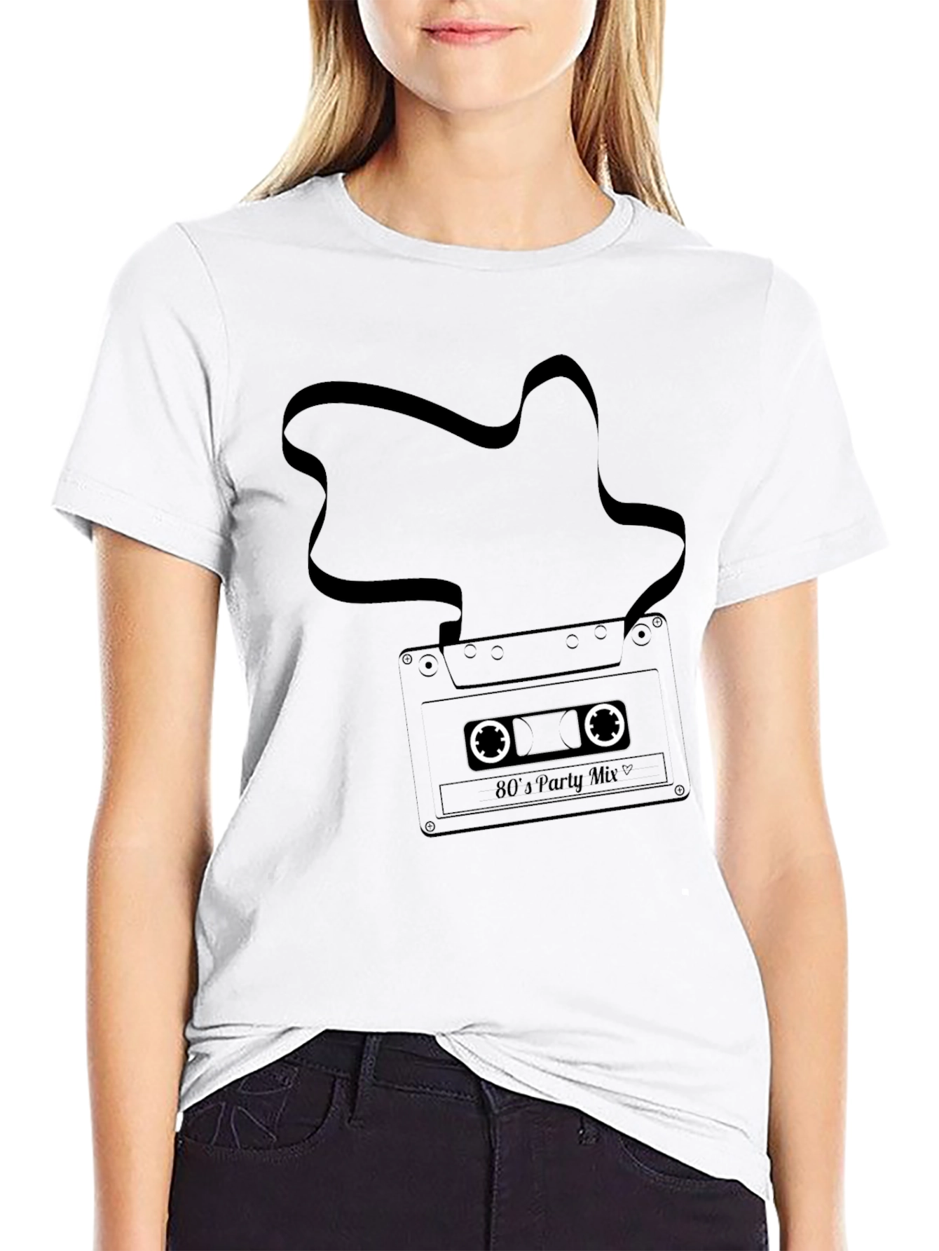 Retro 80s Party Mix Cassette Tape Black T-Shirt