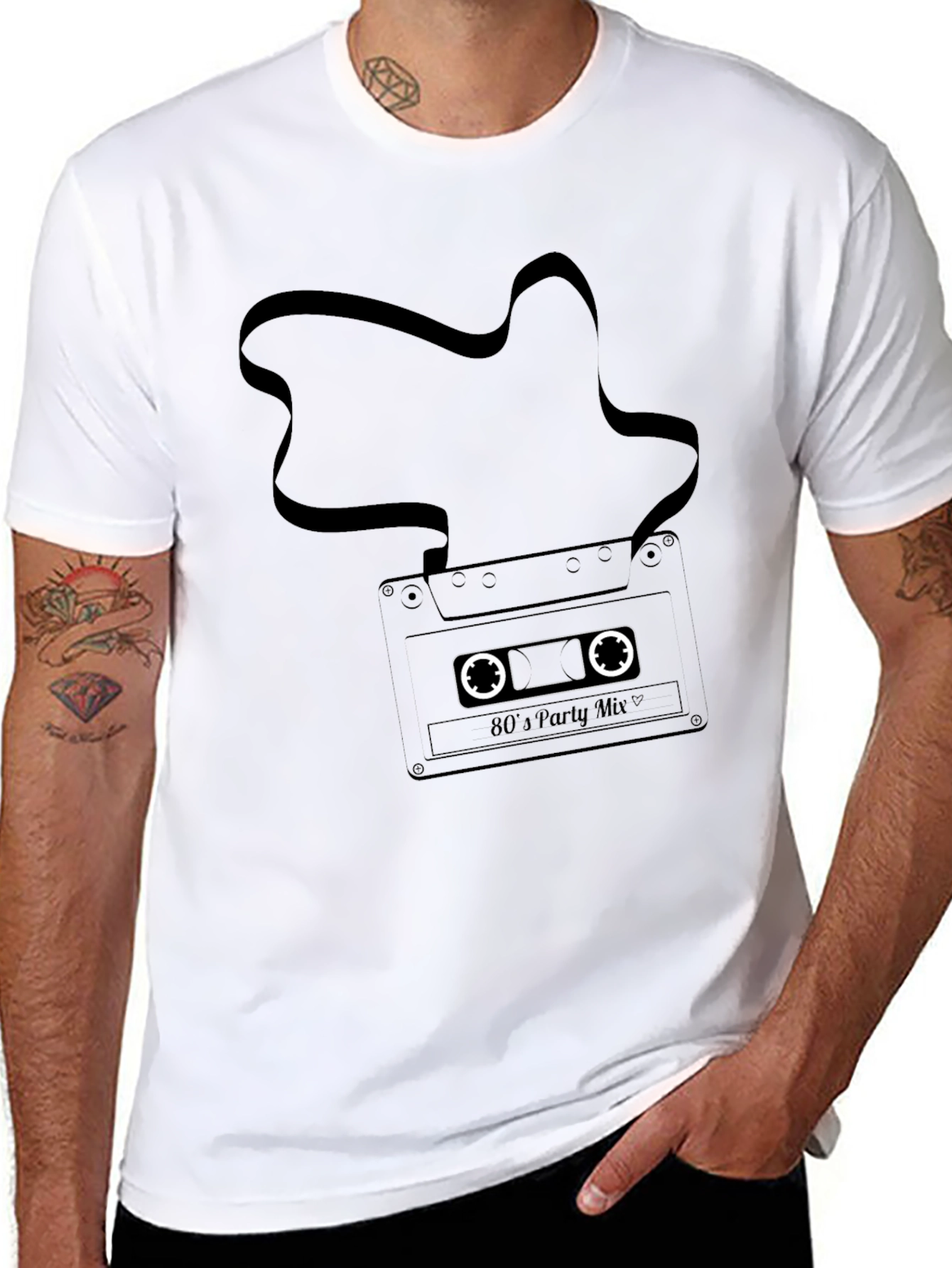 Retro 80s Party Mix Cassette Tape Black T-Shirt