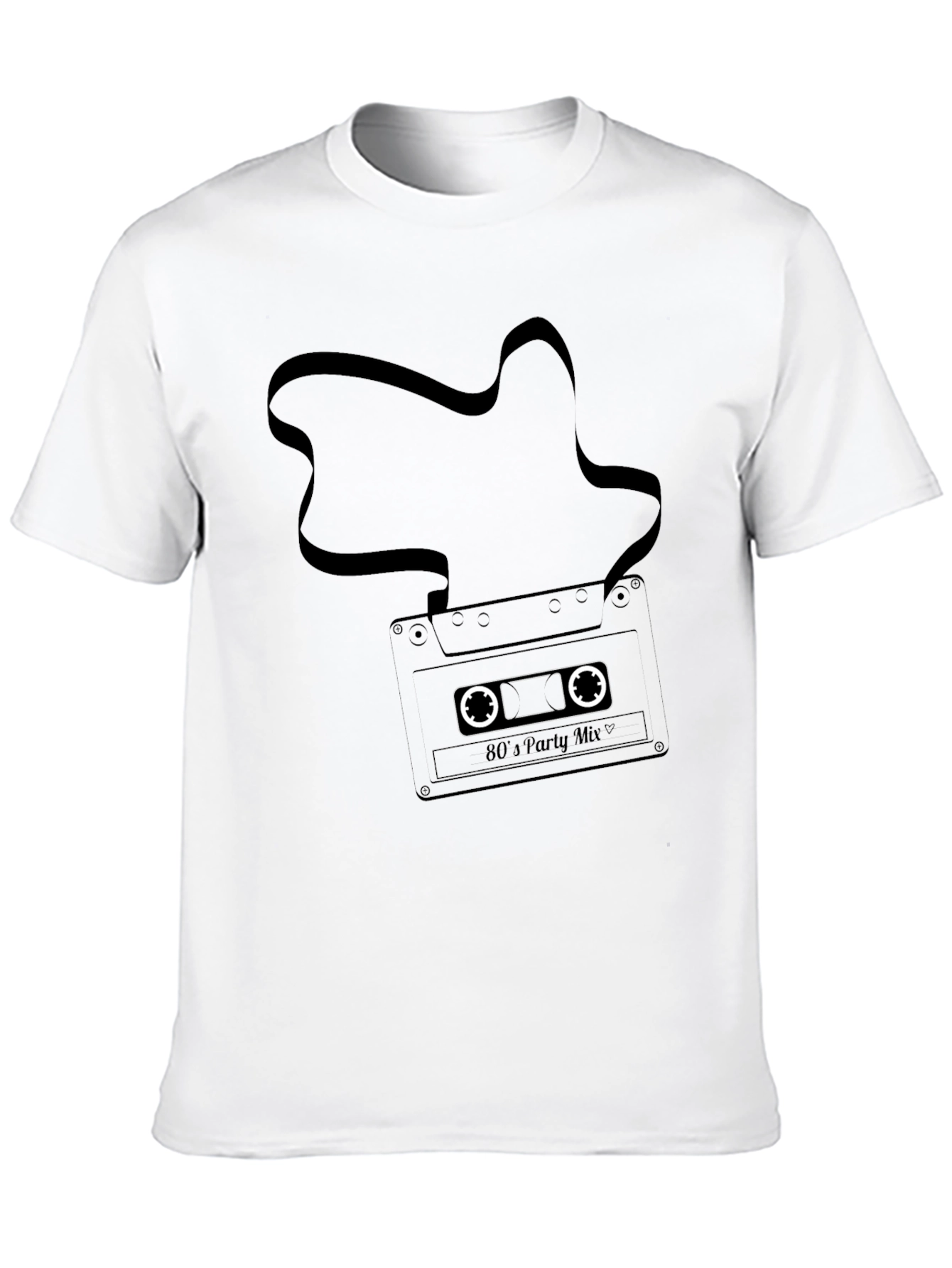Retro 80s Party Mix Cassette Tape Black T-Shirt