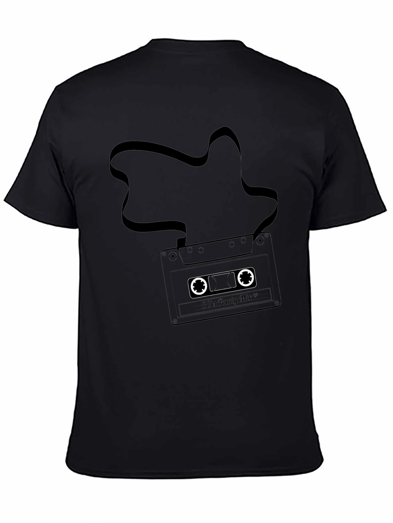 Retro 80s Party Mix Cassette Tape Black T-Shirt