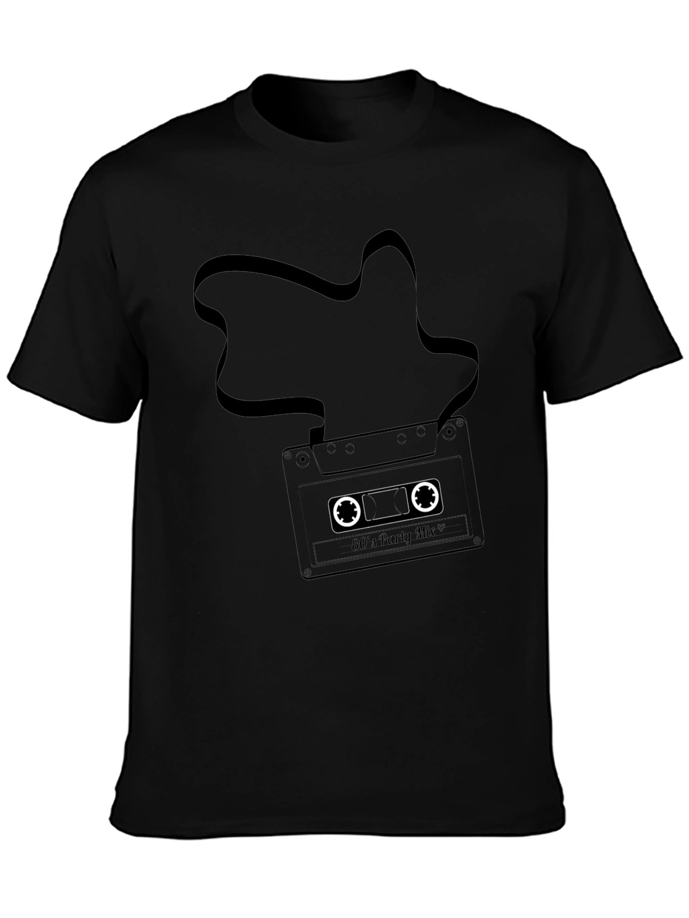 Retro 80s Party Mix Cassette Tape Black T-Shirt