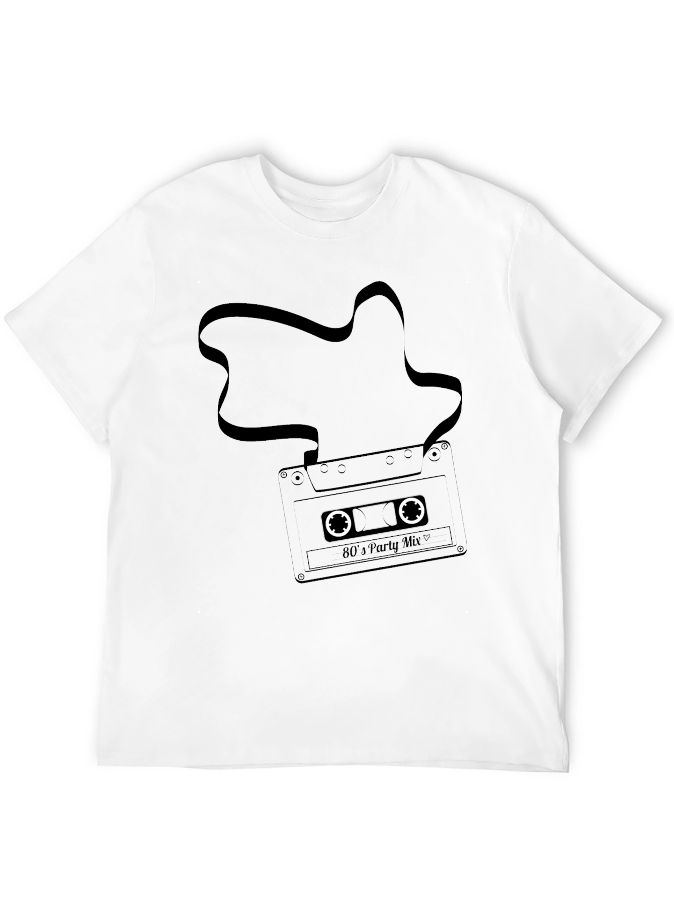 Retro 80s Party Mix Cassette Tape Black T-Shirt