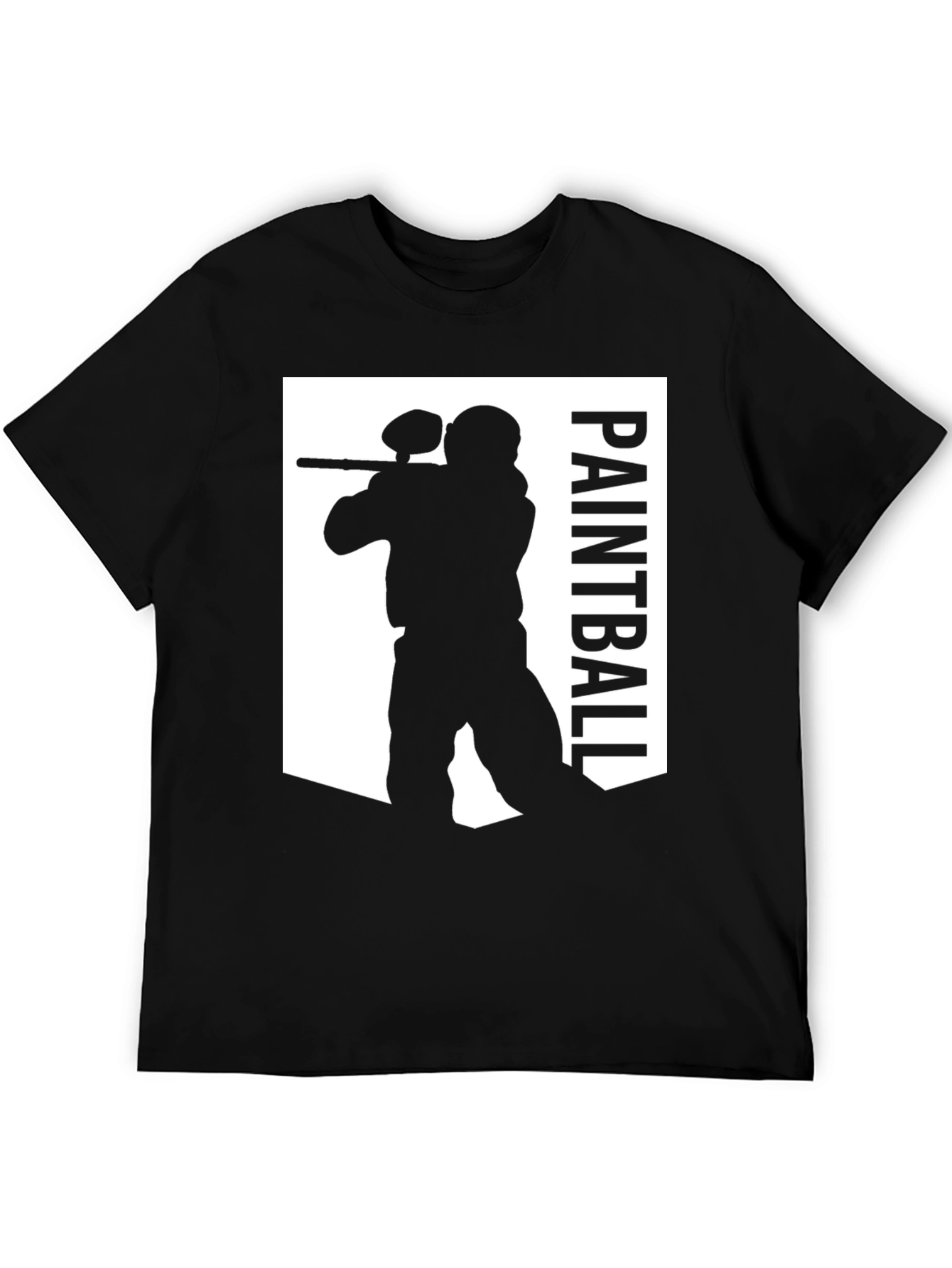 Paintball Player Graphic Tee - Black Cotton Shirt