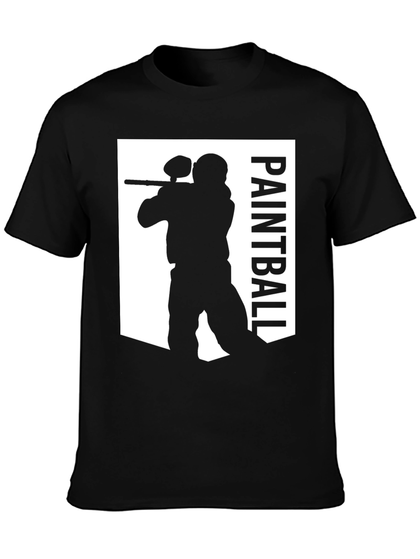 Paintball Player Graphic Tee - Black Cotton Shirt