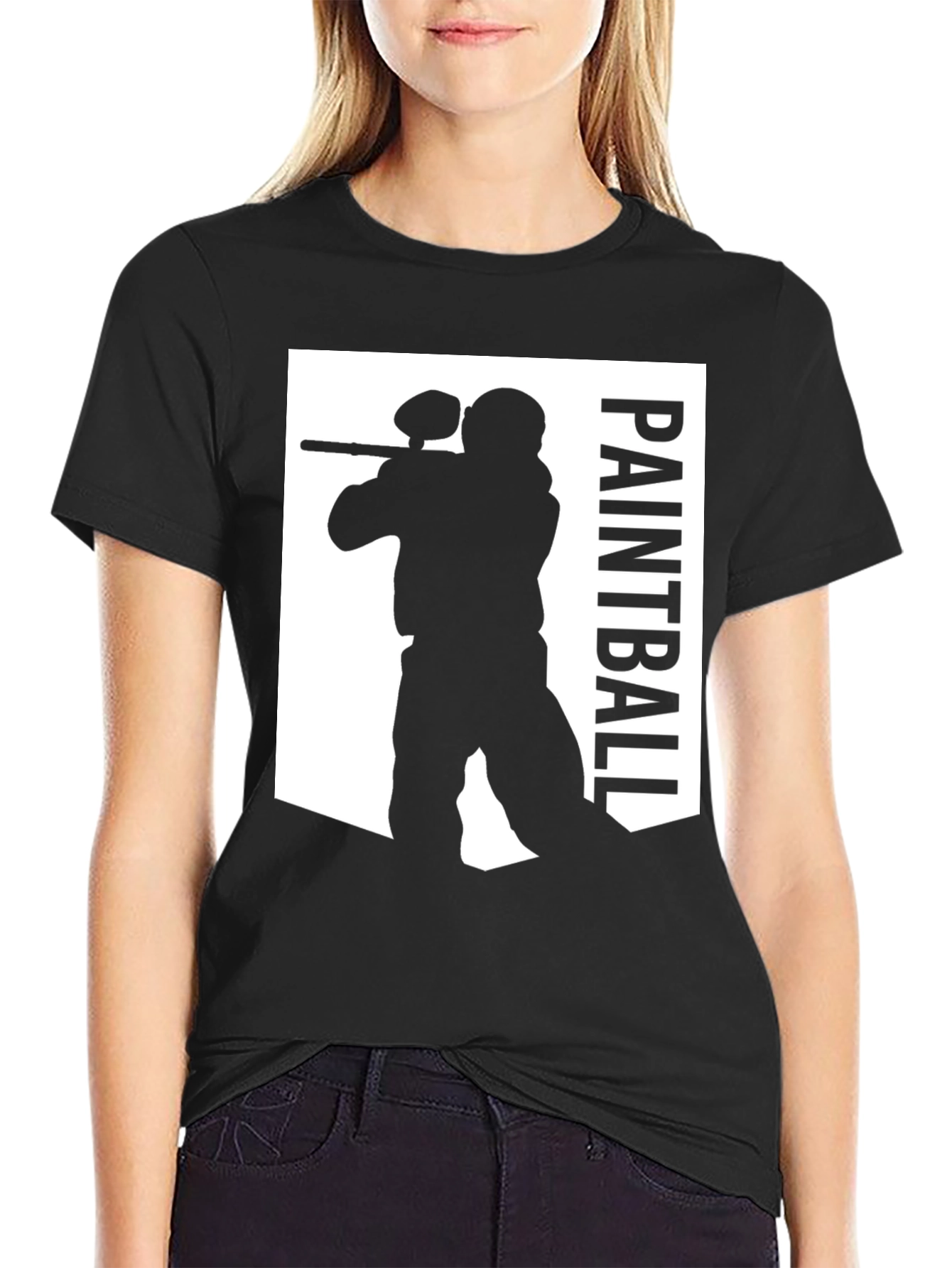 Paintball Player Graphic Tee - Black Cotton Shirt