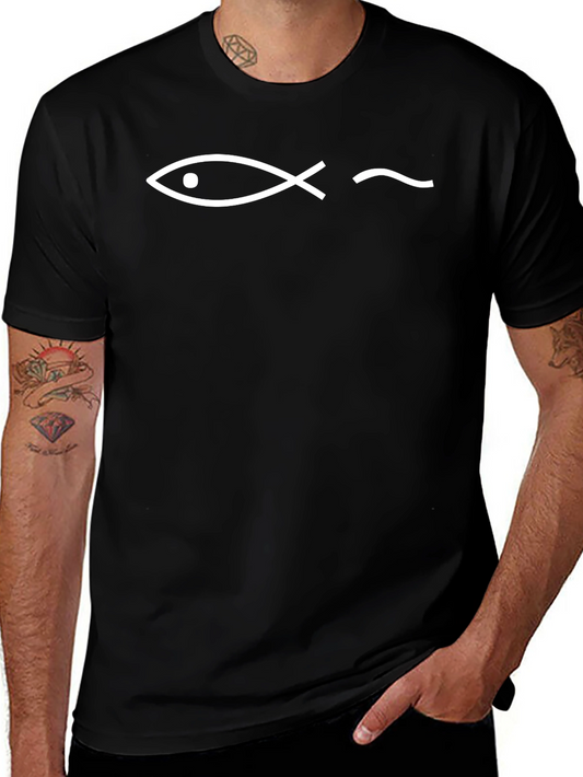 Black Christian Fish & Darwin Fish T-Shirt