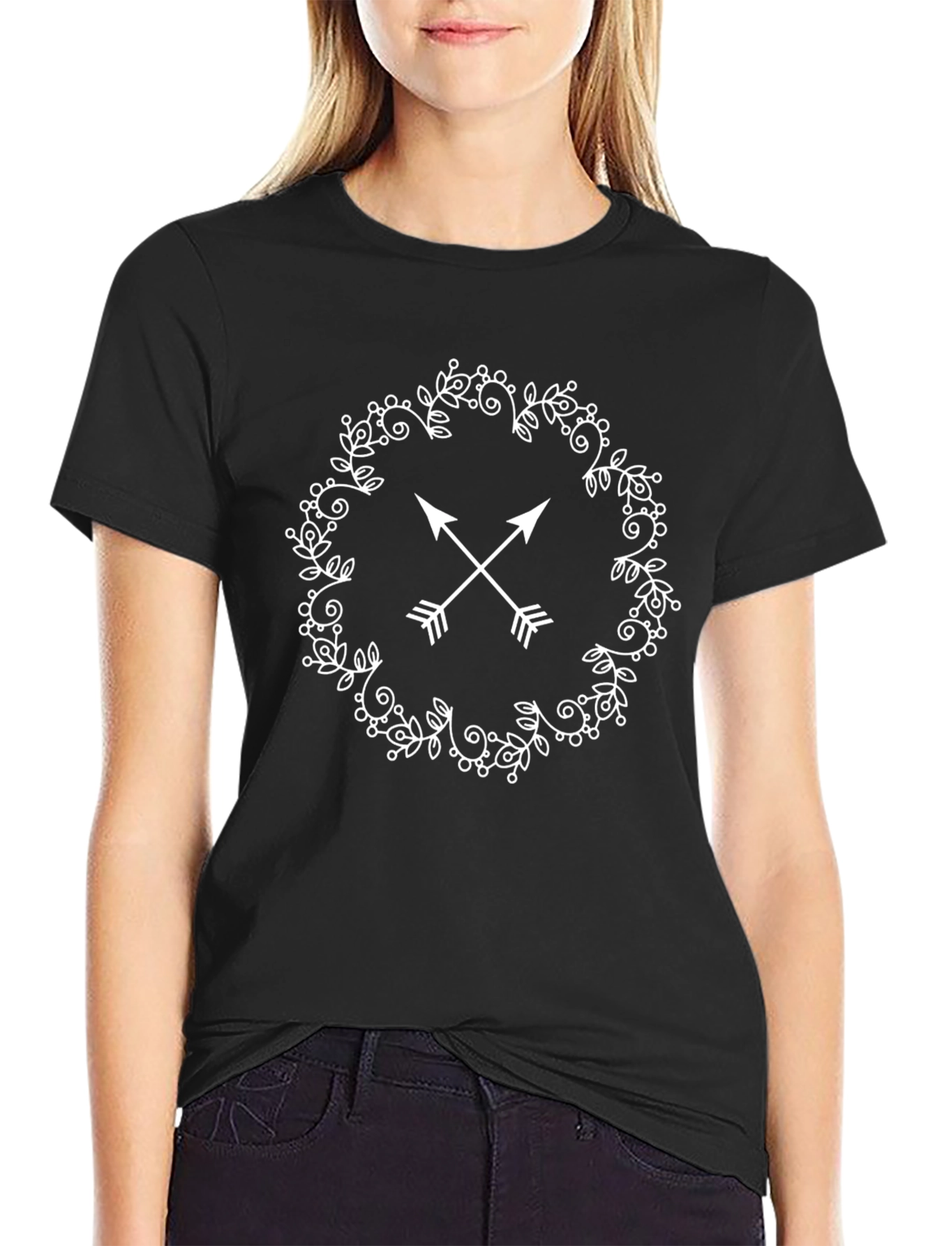 Arrow Wreath Graphic Black Tee