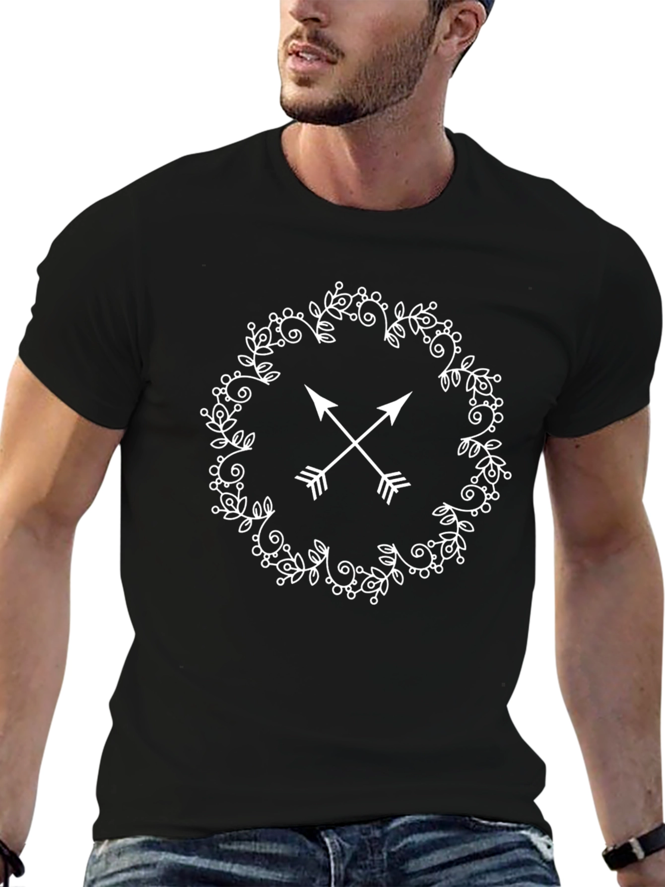 Arrow Wreath Graphic Black Tee