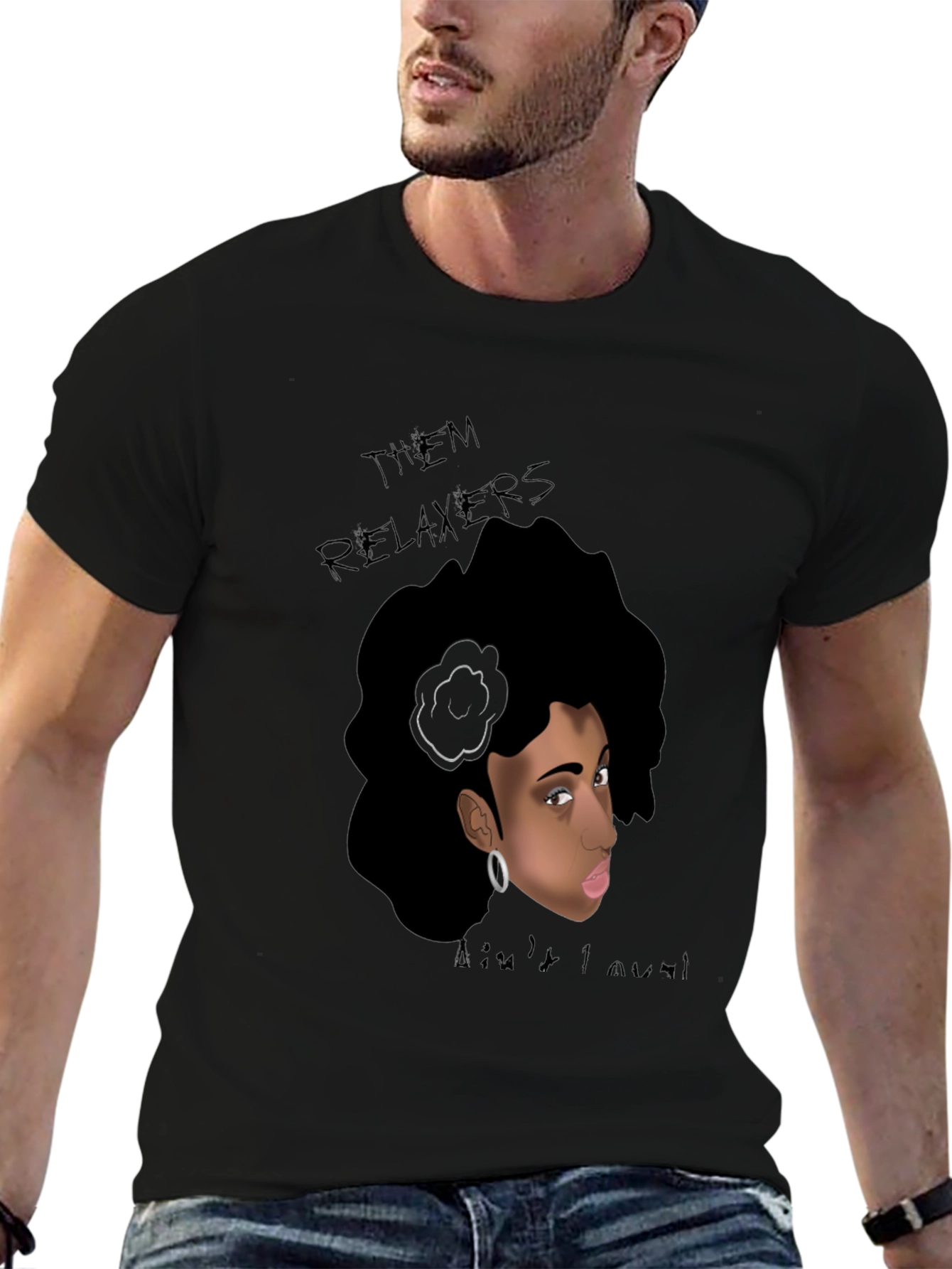 Relaxed Hair Graphic Tee - Black