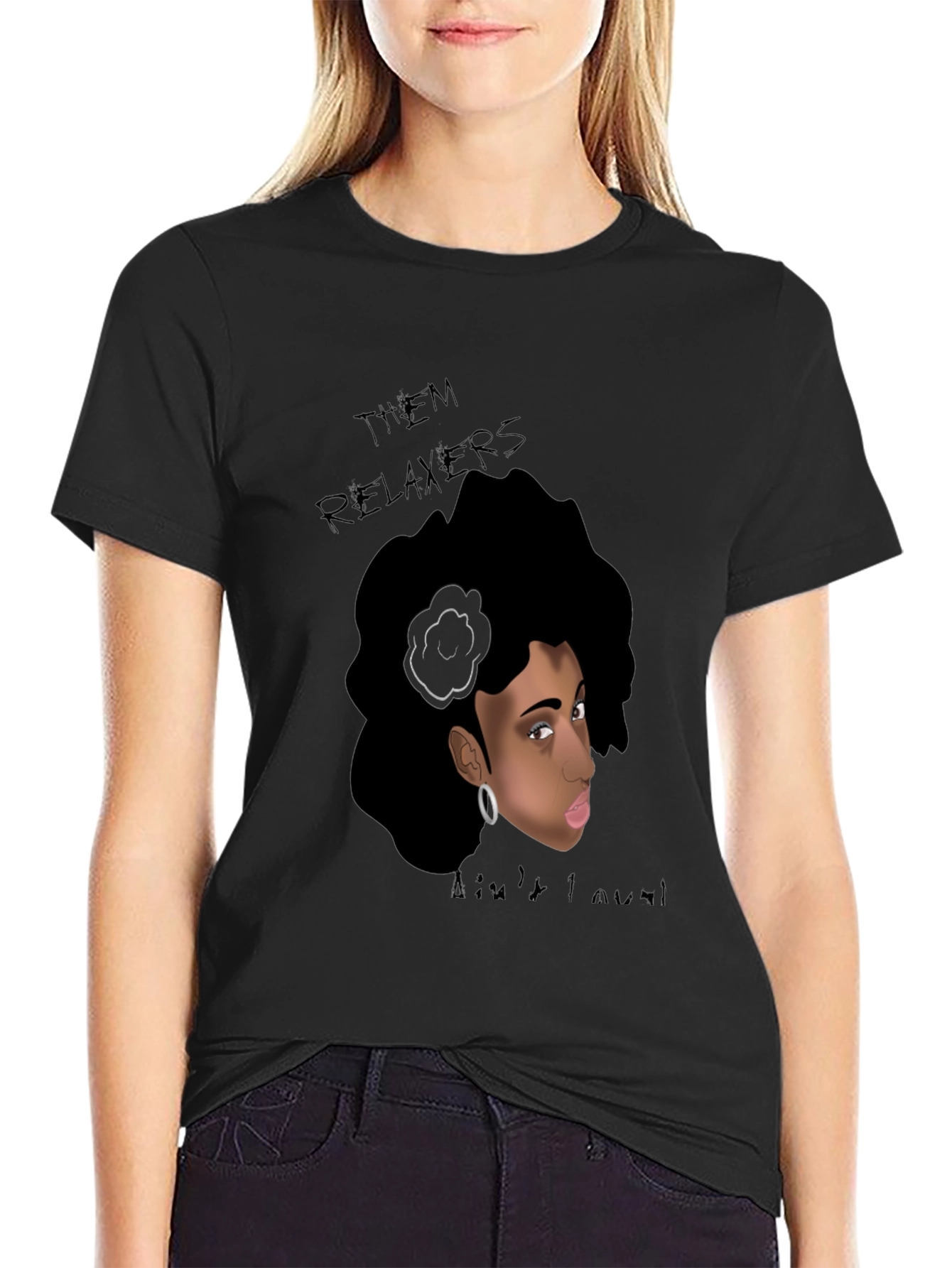 Relaxed Hair Graphic Tee - Black