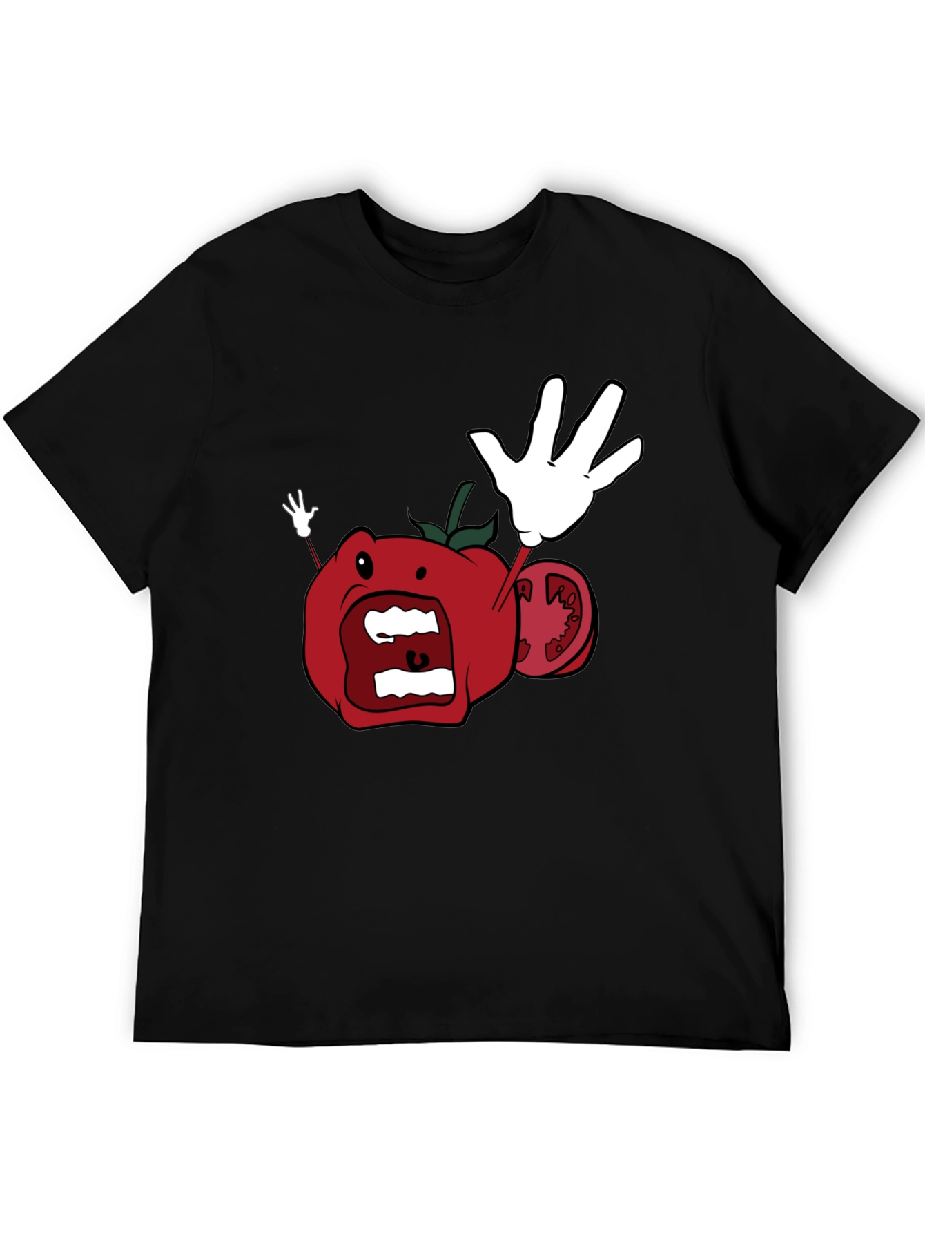 Tomato Cartoon Black T-Shirt