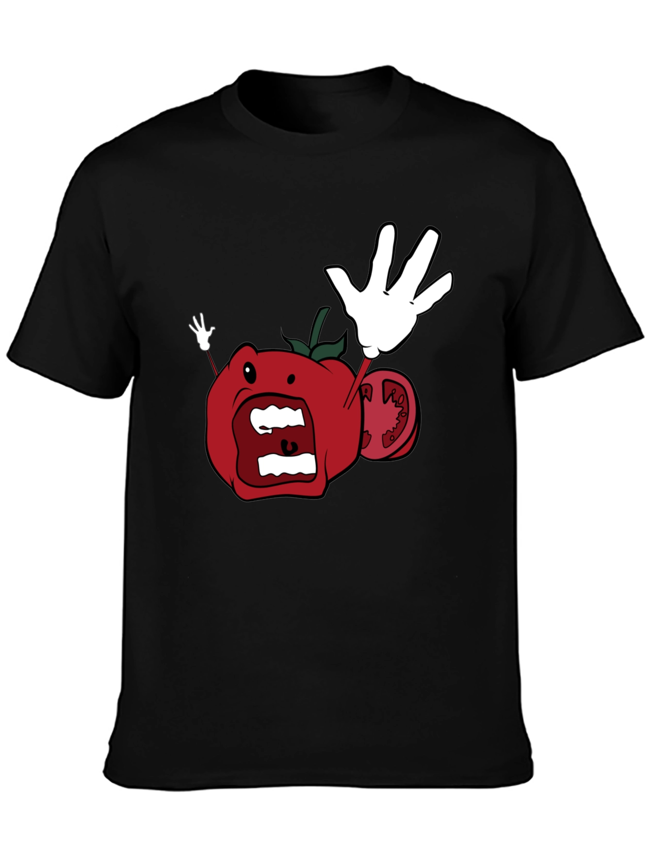 Tomato Cartoon Black T-Shirt