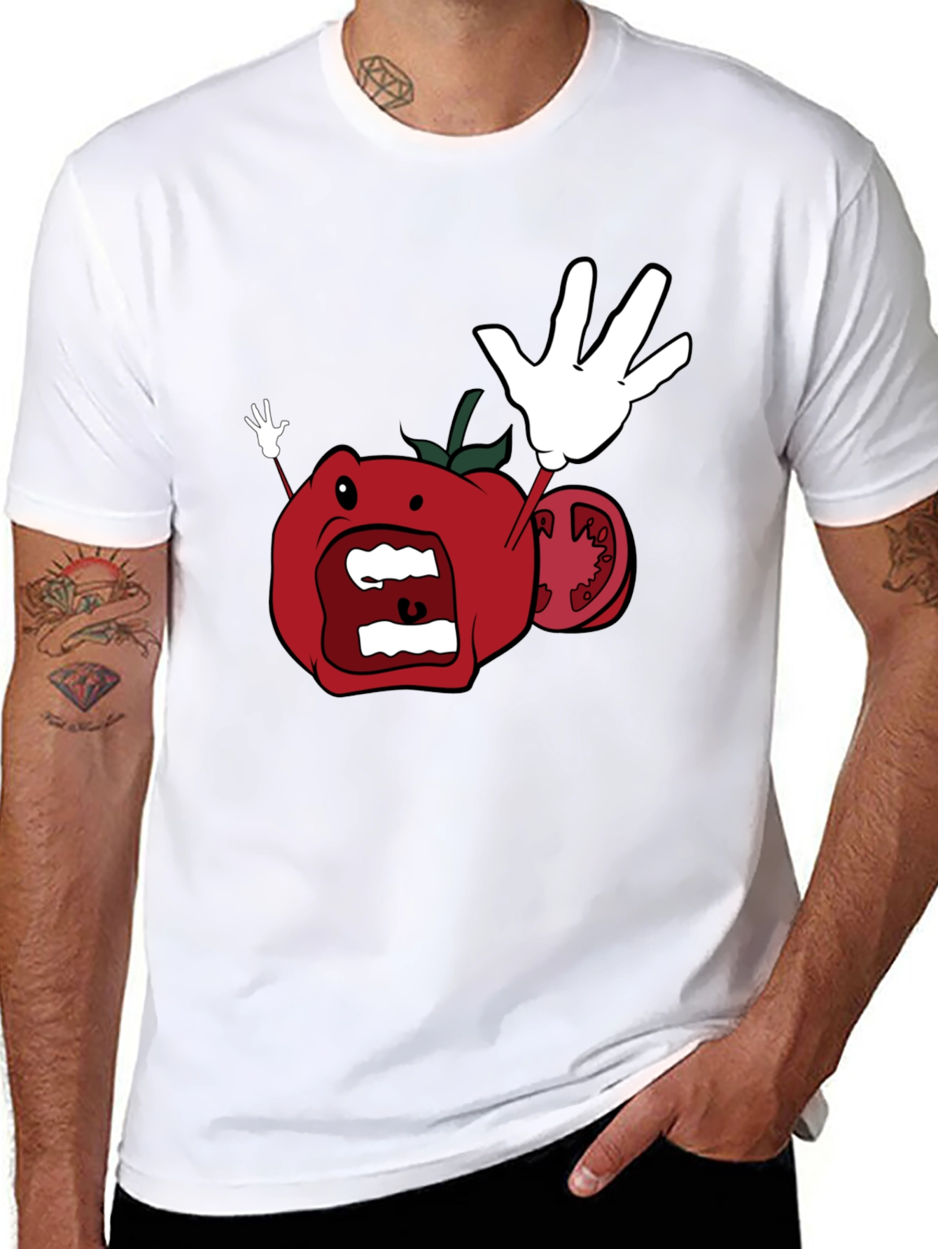 Tomato Cartoon Black T-Shirt