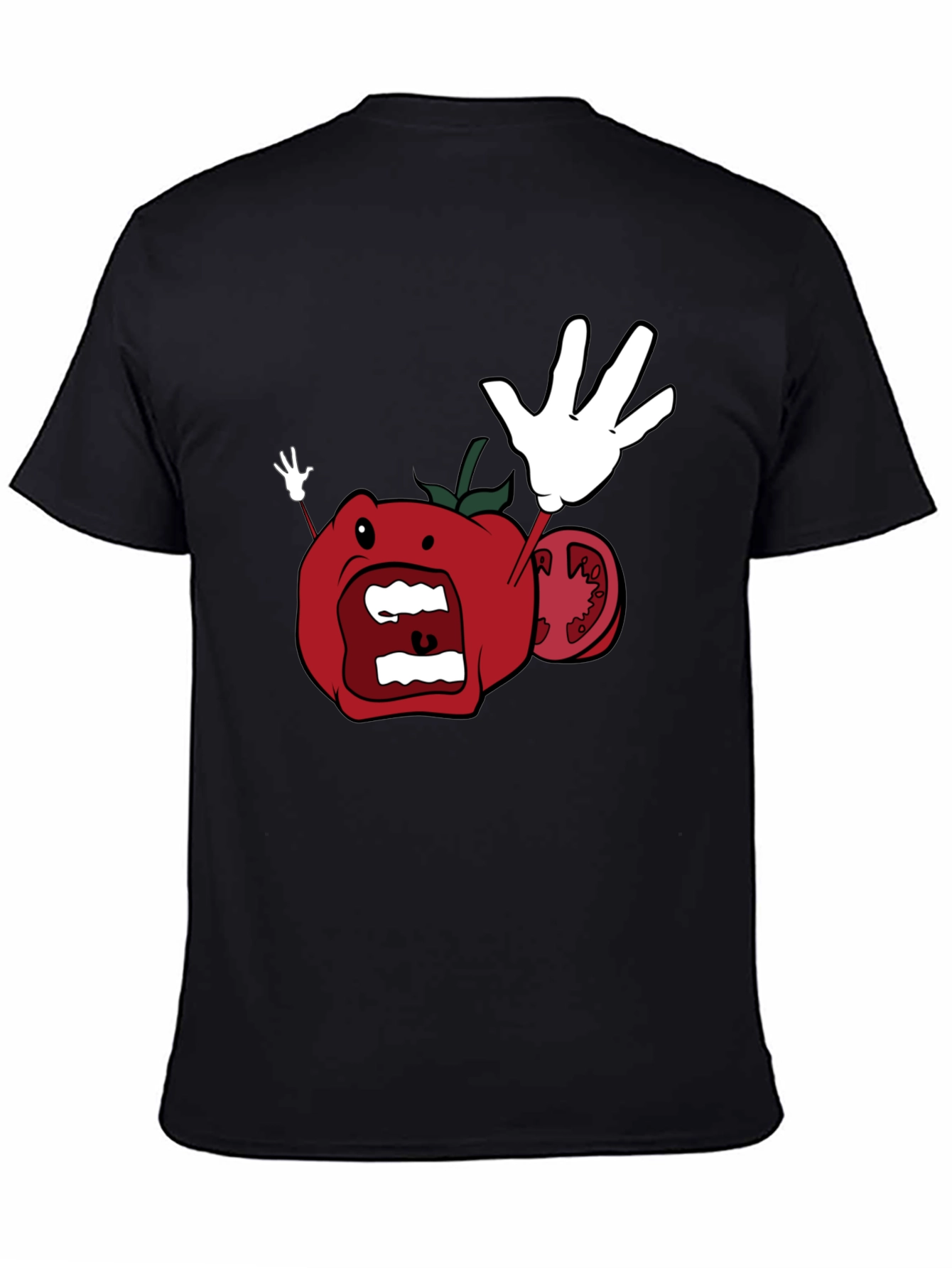 Tomato Cartoon Black T-Shirt