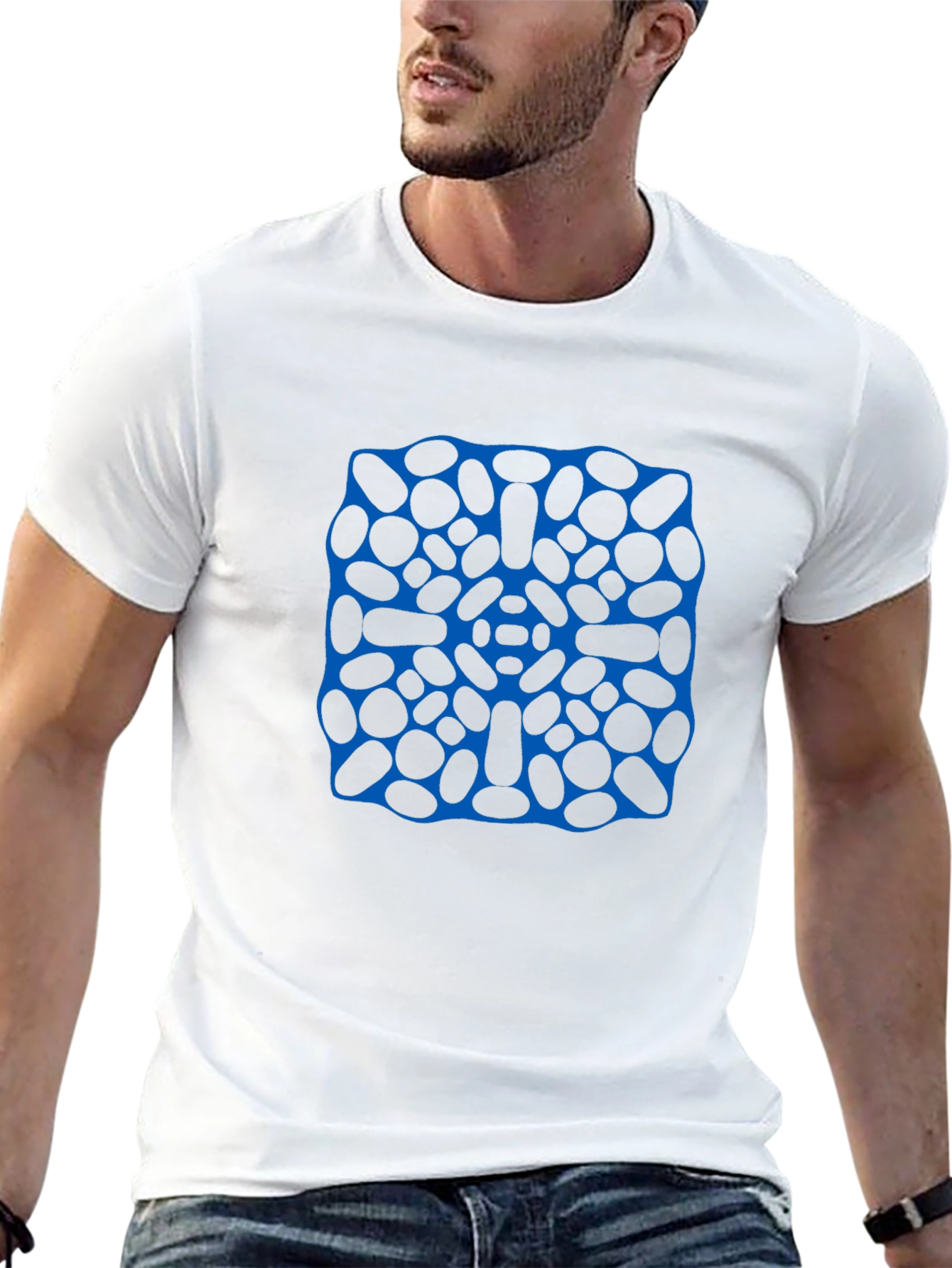 Modern Geometric Print Mens Black T-Shirt
