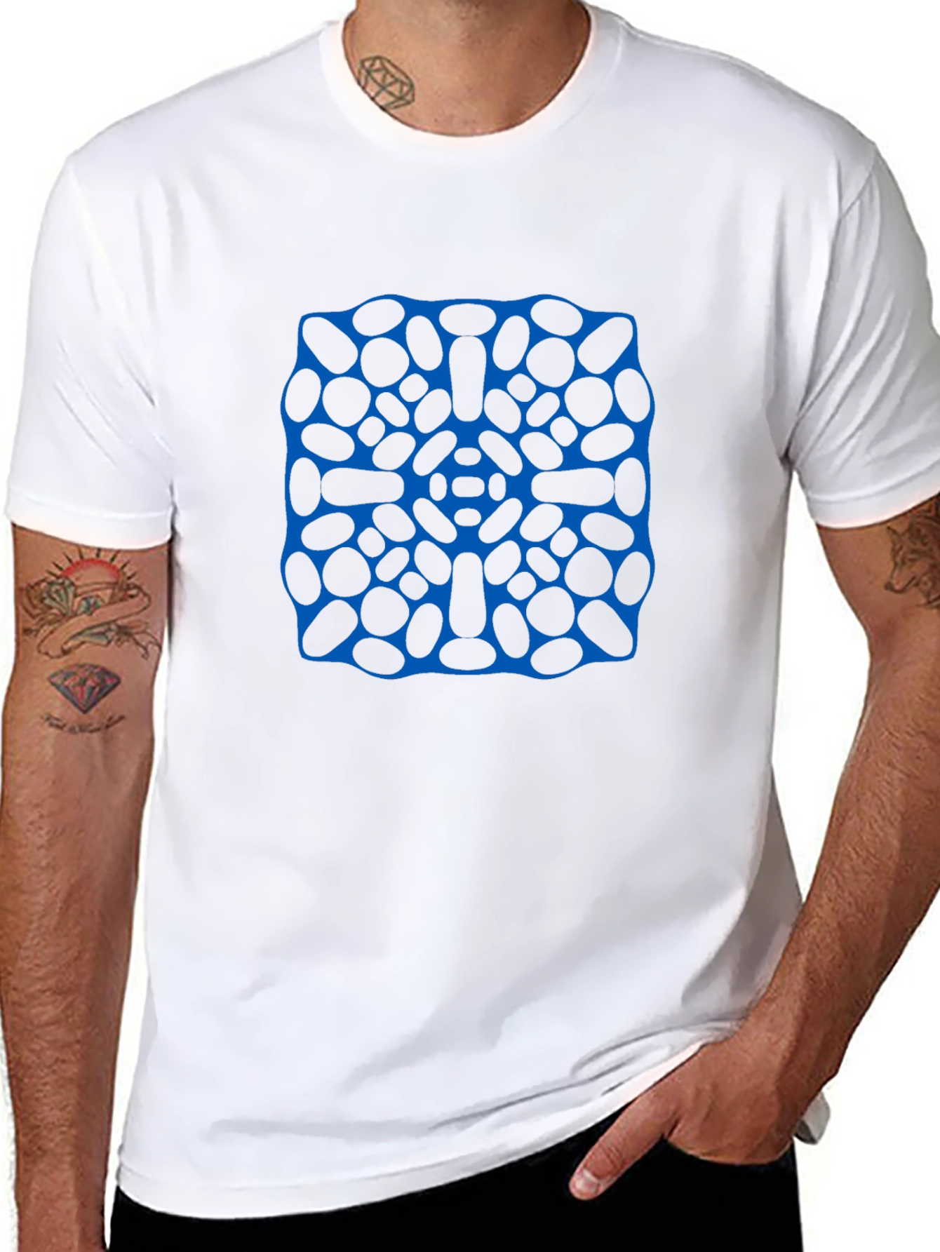 Modern Geometric Print Mens Black T-Shirt
