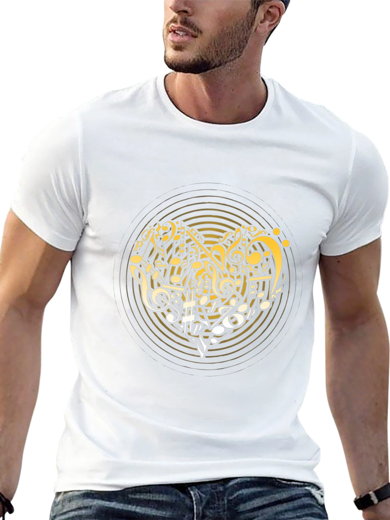 Musical Notes Graphic Print Black T-Shirt